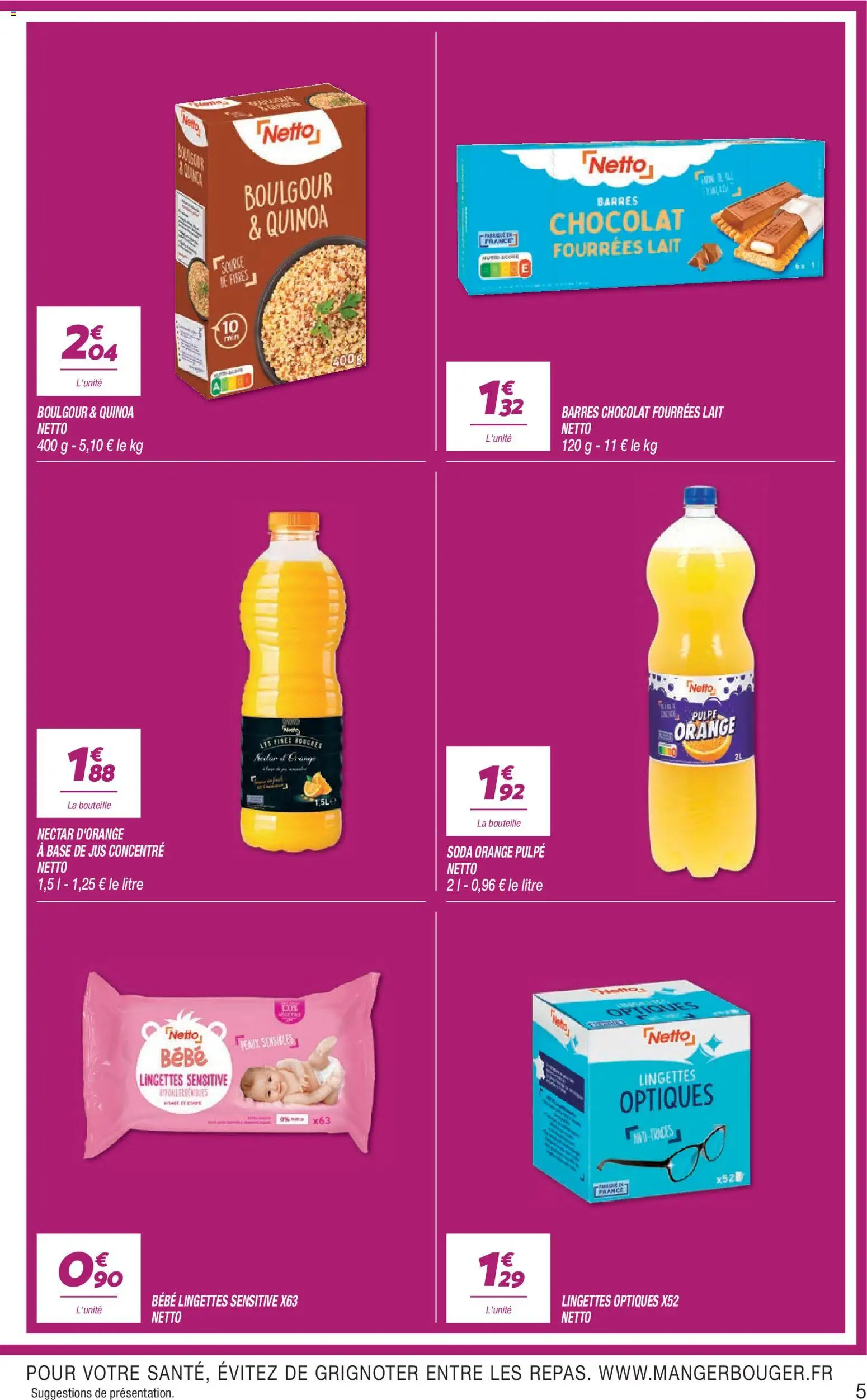 {H1} | Page: 5 | Produits: Orange, Base, Lait, Jus