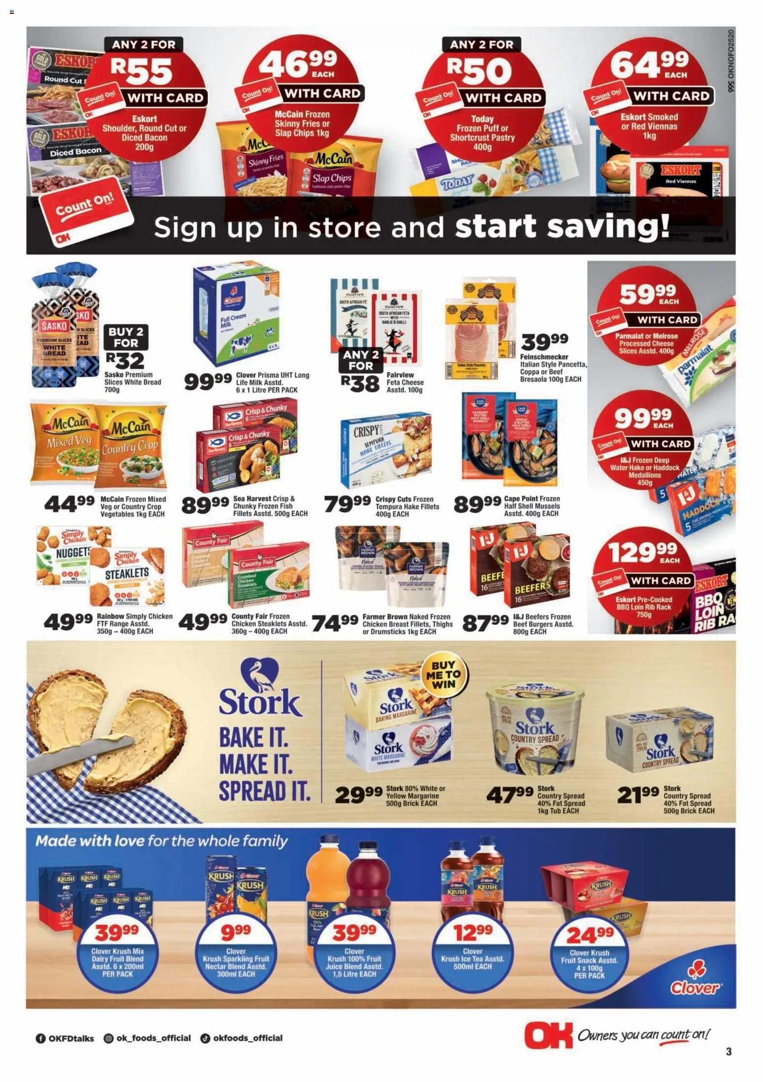 New OK Foods catalogue – valid from 25/08/2026 | Page: 3 | Products: Shortcrust pastry, Spread, Juice, Chicken