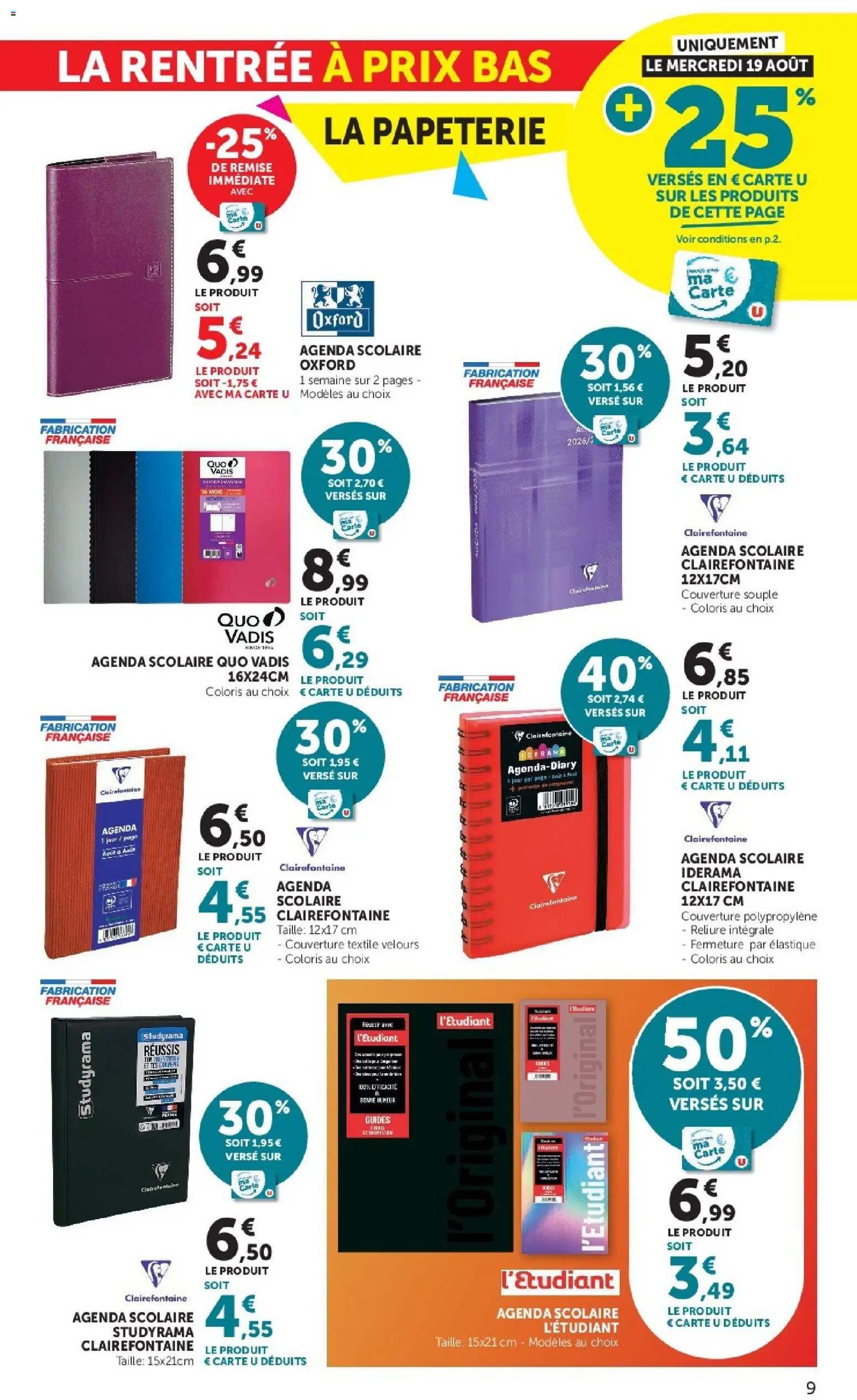 {H1} | Page: 9 | Produits: Couverture, Agenda, Agenda scolaire