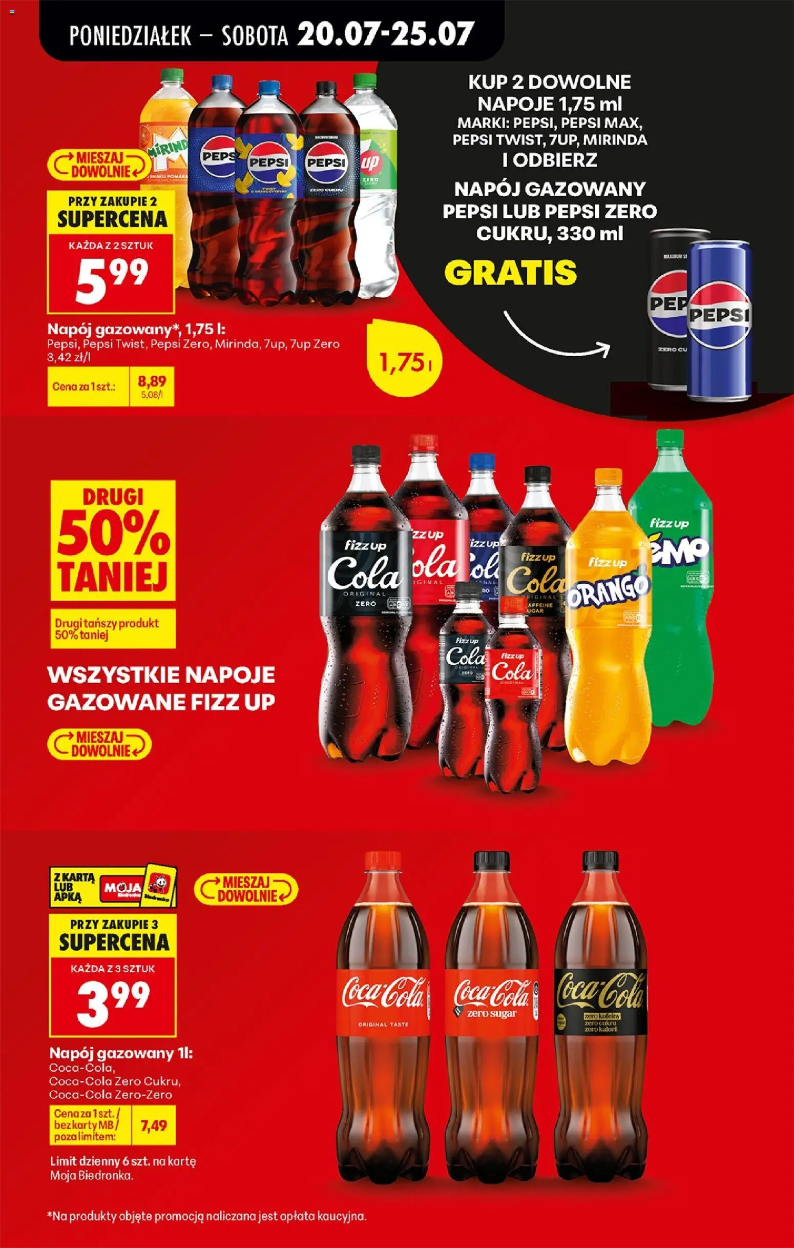 Biedronka gazetka od poniedziałku od 20.07.2026 | Strona: 17 | Produkty: Karta, Napoje, Pepsi