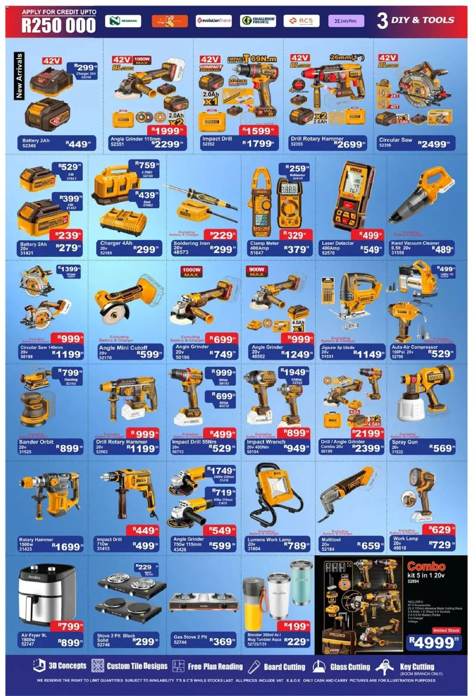 New K. Carrim catalogue – valid from 29.05.2026 | Page: 3 | Products: Grinder, Compressor, Jigsaw, Gas stove