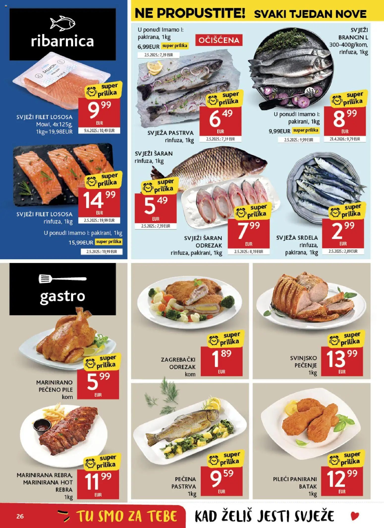 Konzum katalog | vrijedi od 10.06.2026 | Stranica: 26 | Proizvodi: Šaran, Srdela, Brancin, Pečeno pile