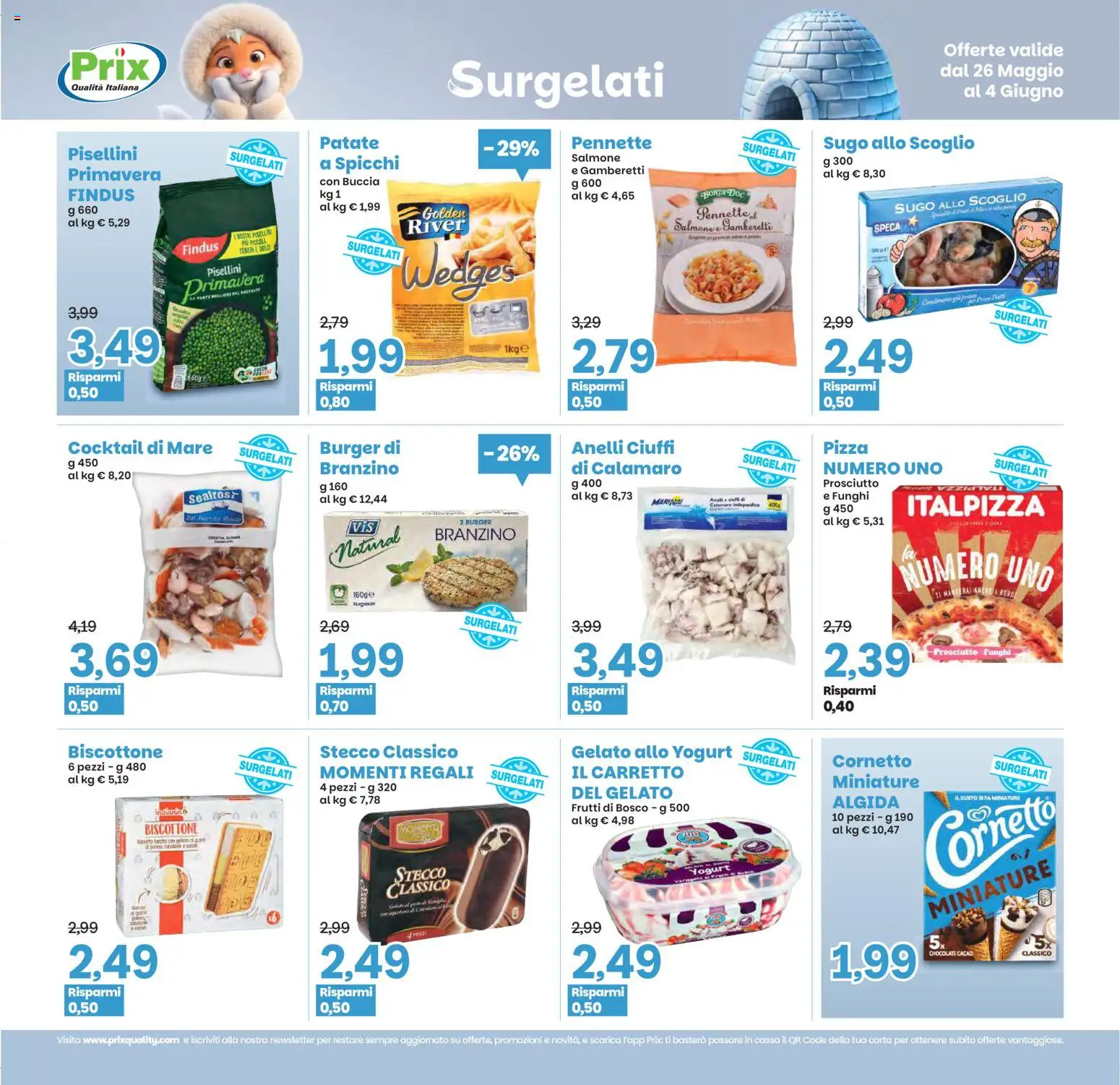 Volantino Prix del 26.05.2026 | Pagina: 9 | Prodotti: Salmone, Gelato, Prosciutto, Funghi
