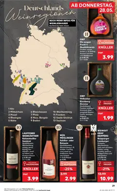 WZG MÖGLINGEN Schiller- oder Rotwein, Qualitätsweine, Württemberg, z. B. Schiller: fruchtig, rund, passt zu Grillfleisch, Fisch und Salaten (+ 0.03 Pfand) je 1-I-FI. ab 28.05.2026 gültig | Seite: 29