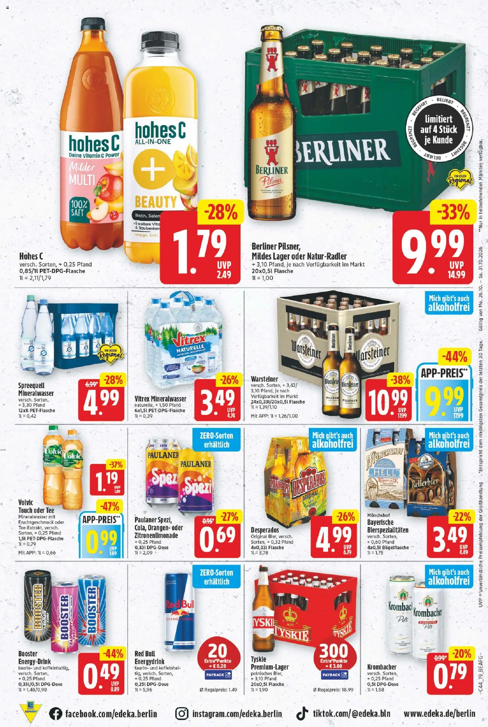 E center Prospekt – gültig ab 26.10.2026 | Seite: 19 | Produkte: Monchshof, Warsteiner, Volvic, Paulaner