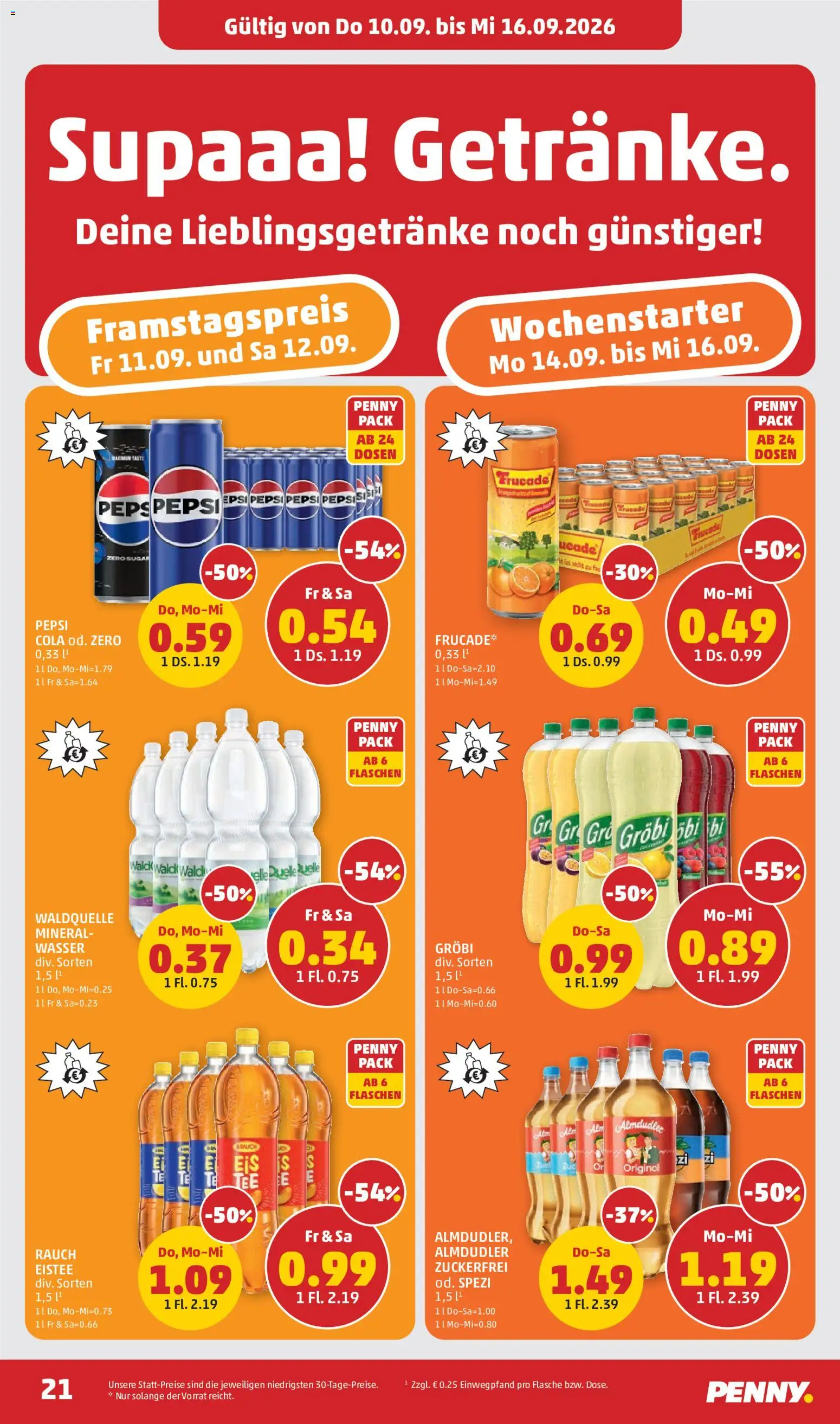 Penny Markt Flugblatt gültig ab 10.09.2026 | Seite: 21 | Produkte: Wasser, Pepsi