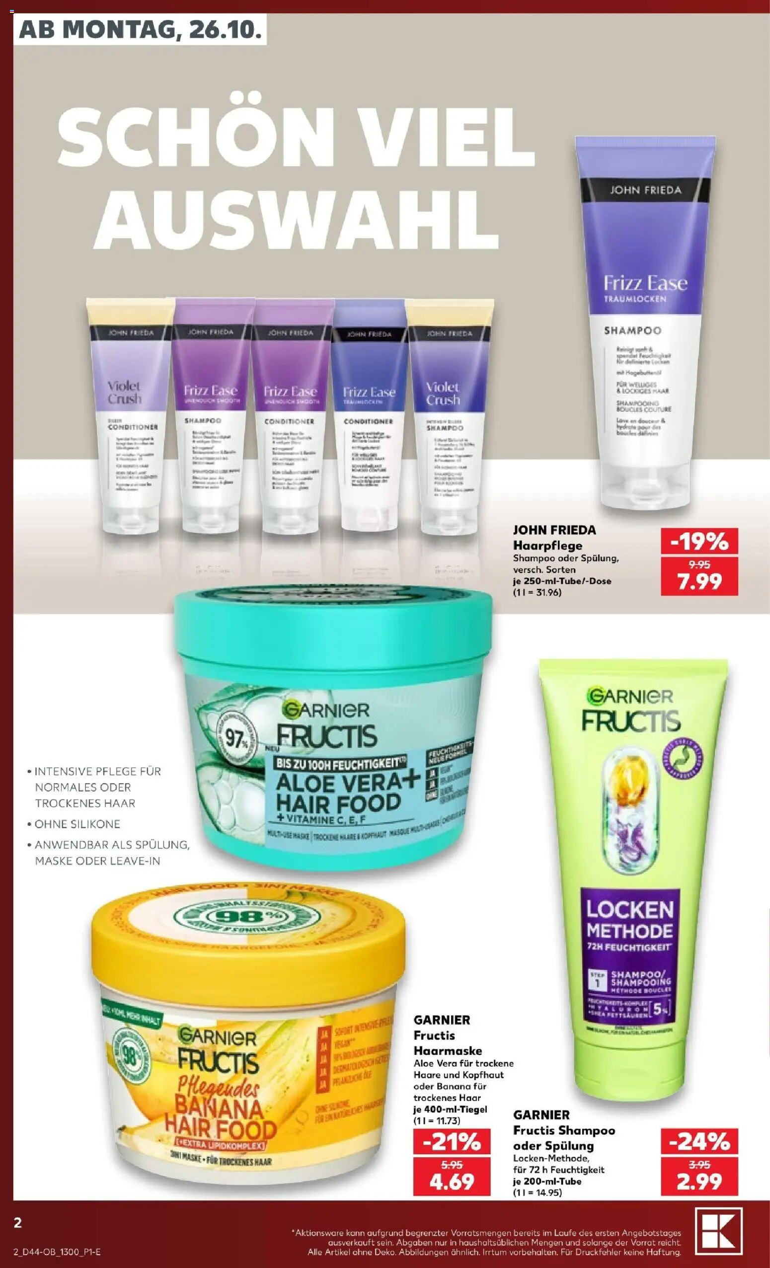 Kaufland Prospekt – gültig ab 26.10.2026 | Seite: 2 | Produkte: Shampoo, Spülung, Haarmaske, Maske