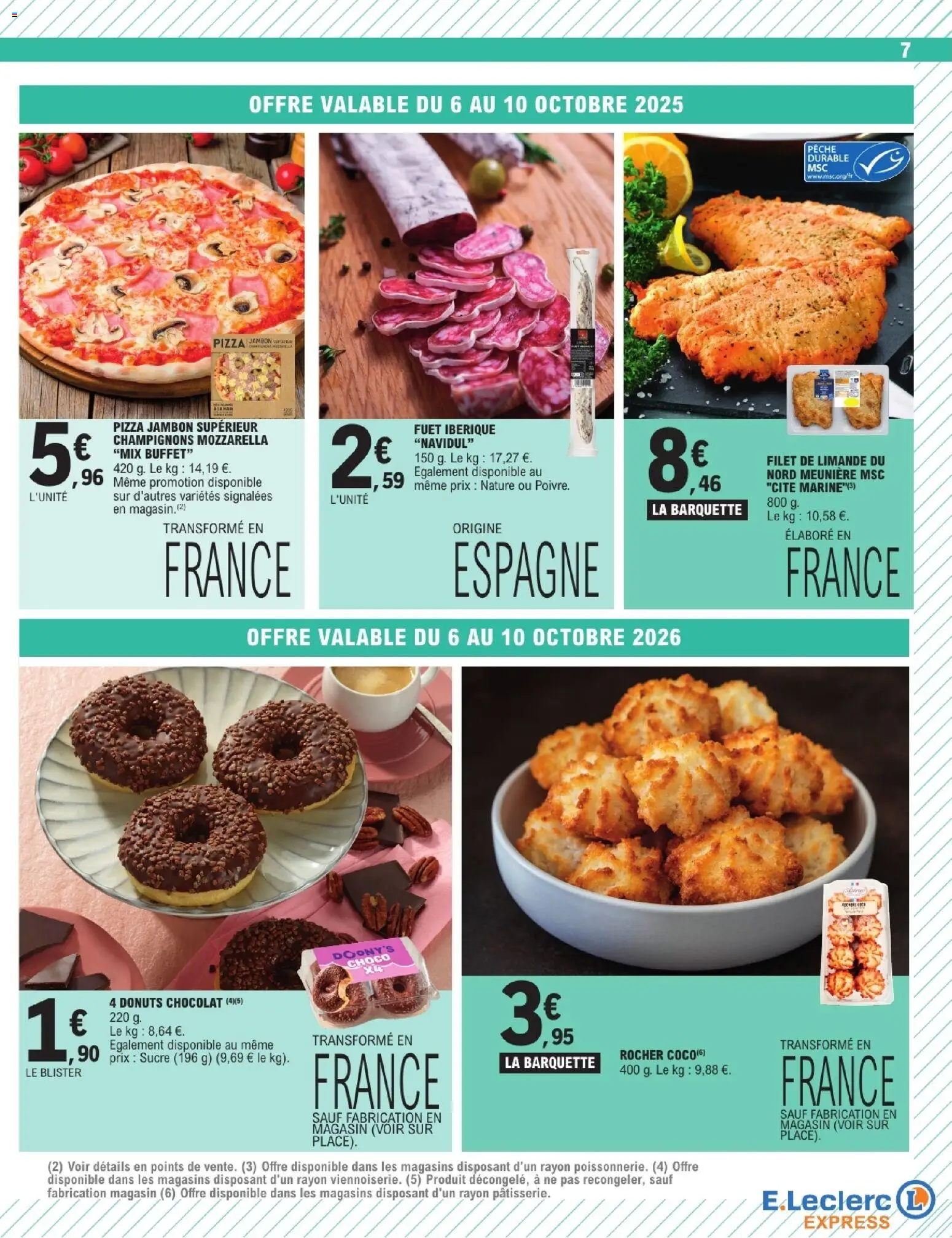 {H1} | Page: 7 | Produits: Sucre, Pêche, Buffet, Pizza