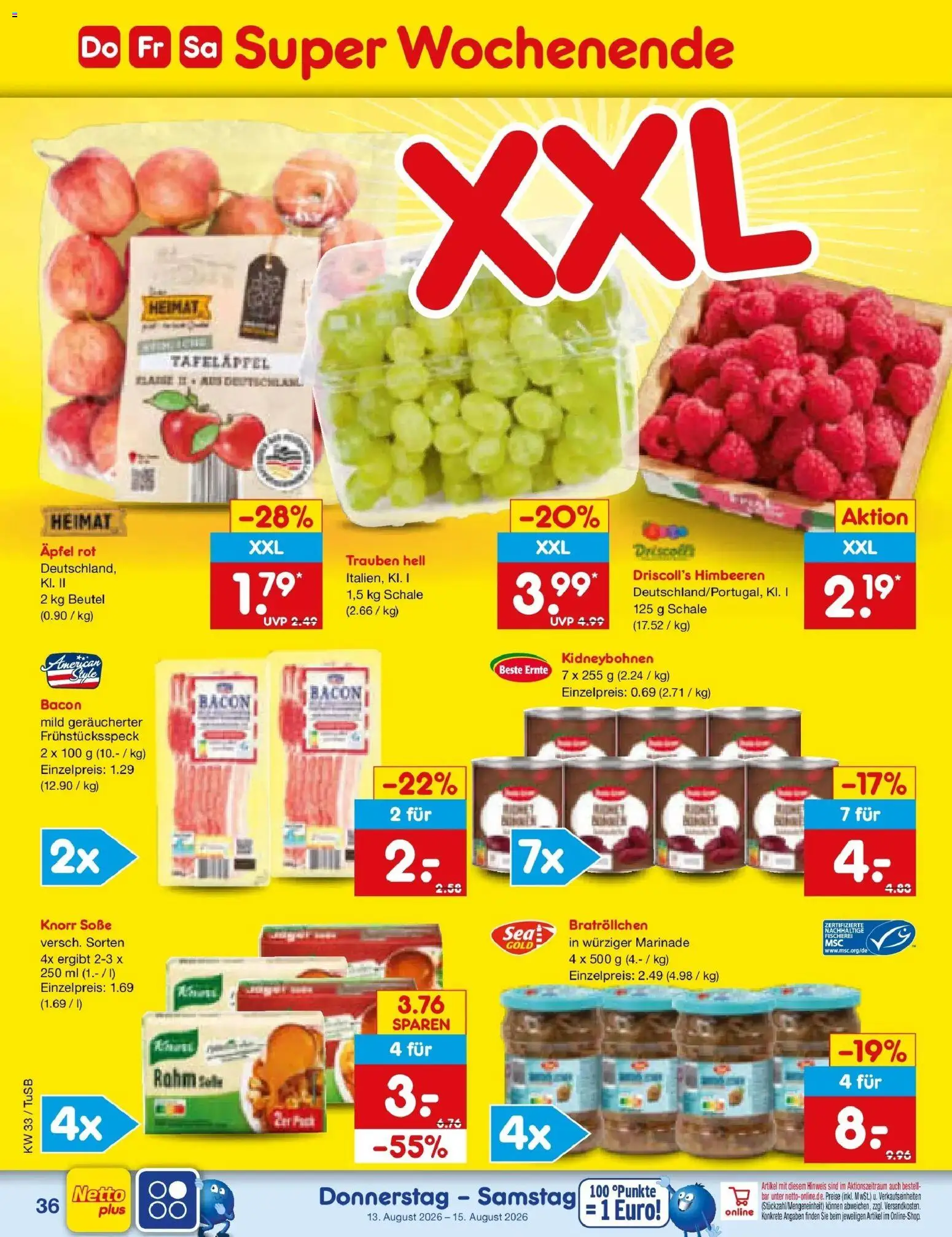Netto Marken-Discount Prospekt Lahr-Langenwinkel – gültig ab 10.08.2026 | Seite: 50 | Produkte: Himbeeren, Äpfel, Knorr, Soße
