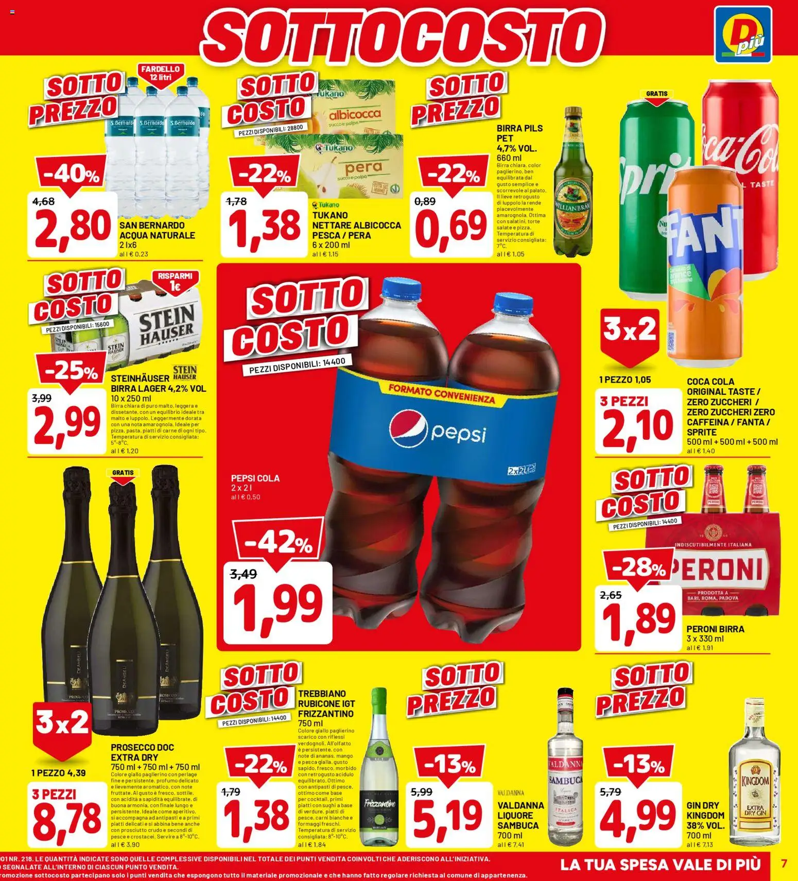 Volantino D Più del 09.04.2026 | Pagina: 7 | Prodotti: Succo, Gin, Pera, Liquore