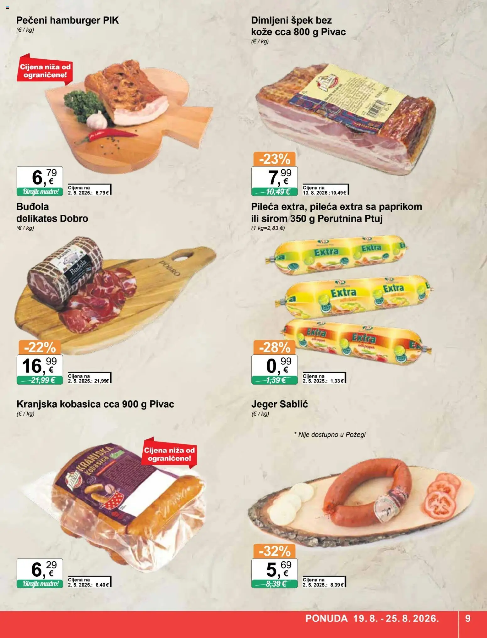 KTC katalog | vrijedi od 19.08.2026 | Stranica: 9 | Proizvodi: Jeger, Kranjska kobasica, Buđola, Kobasica