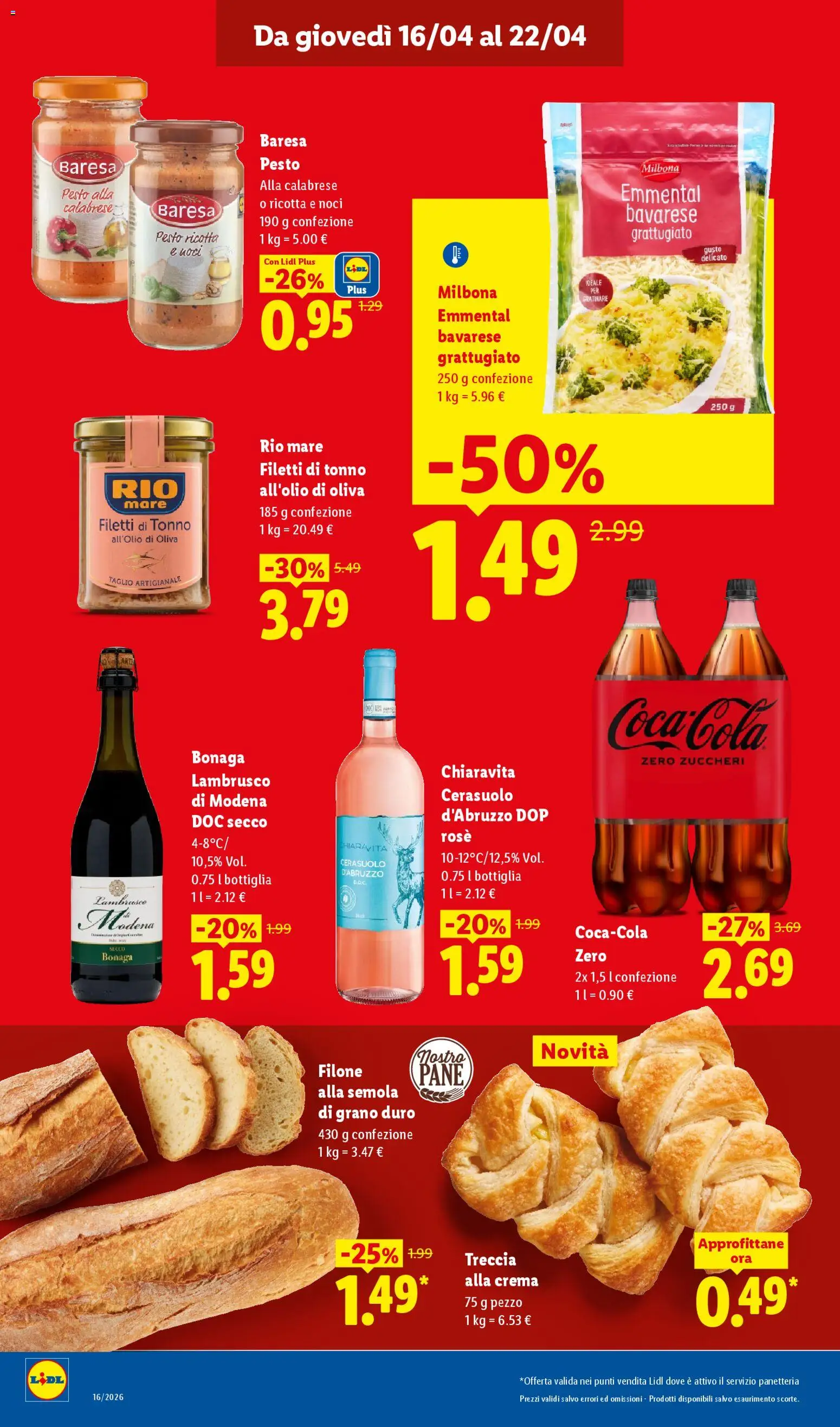 Volantino Lidl del 16.04.2026 | Pagina: 10 | Prodotti: Pane, Noci, Pesto, Emmental