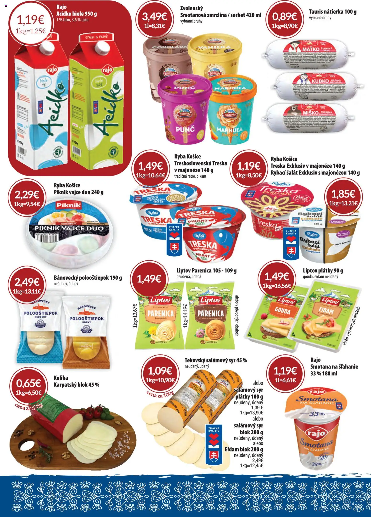 Nové CBA Verex akcie – leták je platný od 02.07.2026 | Strana: 4 | Produkty: Čokoláda, Ryba, Šalát, Treska