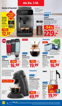 BIALETTI Espresso-kocher, Modell „Kona“. Für 4 Tassen Espresso. Fassungsvermögen: ca. 170 ml. Je Stück ab 28.09.2026 gültig | Seite: 46 | Produkte: Philips, Kaffee, Küche, Kaffeevollautomat