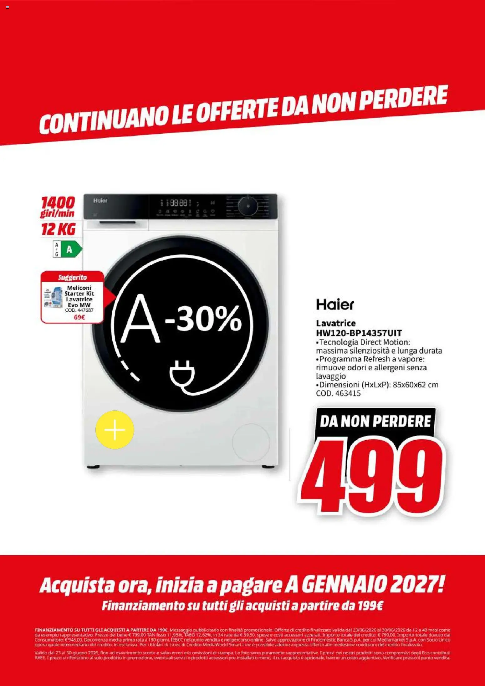 Volantino Media World del 23/06/2026 | Pagina: 70 | Prodotti: Lavatrice