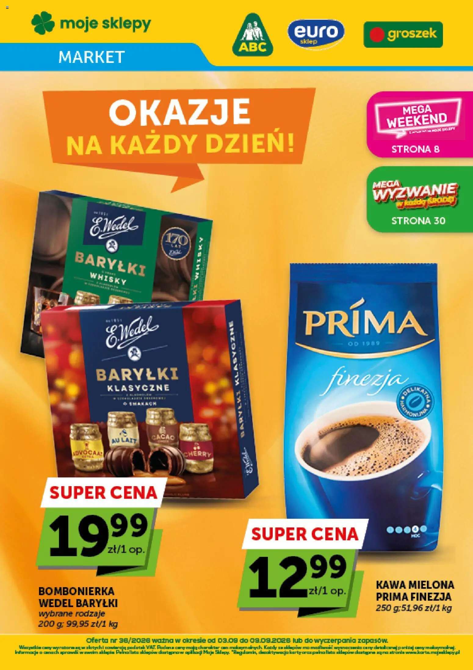 Groszek gazetka - Market od 03.09.2026 | Strona: 1 | Produkty: Groszek, Bombonierka, Whisky, Kawa mielona