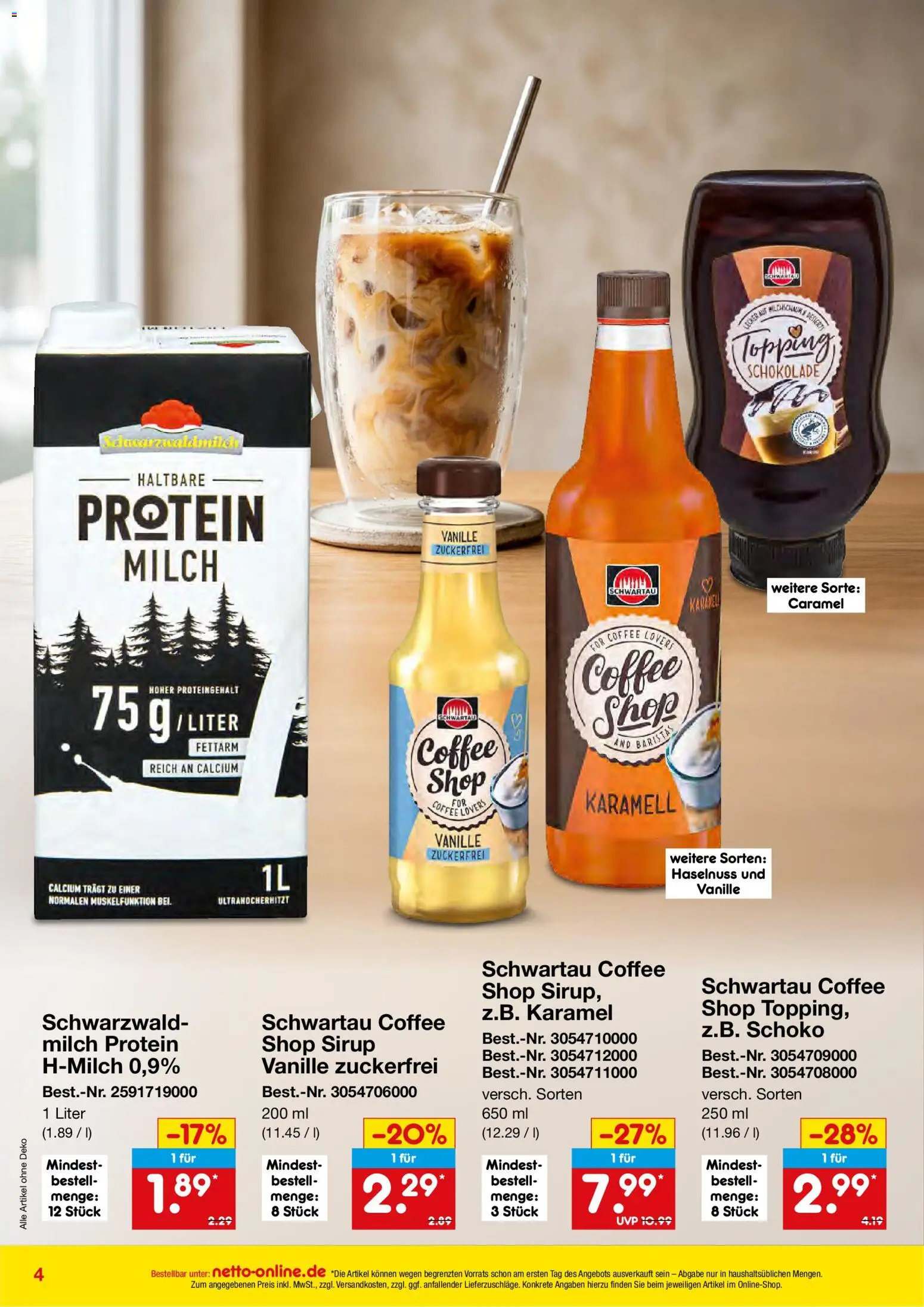 Netto Marken-Discount Online-Angebote August – gültig ab 01.08.2026 | Seite: 4 | Produkte: Milch, Schokolade, Sirup