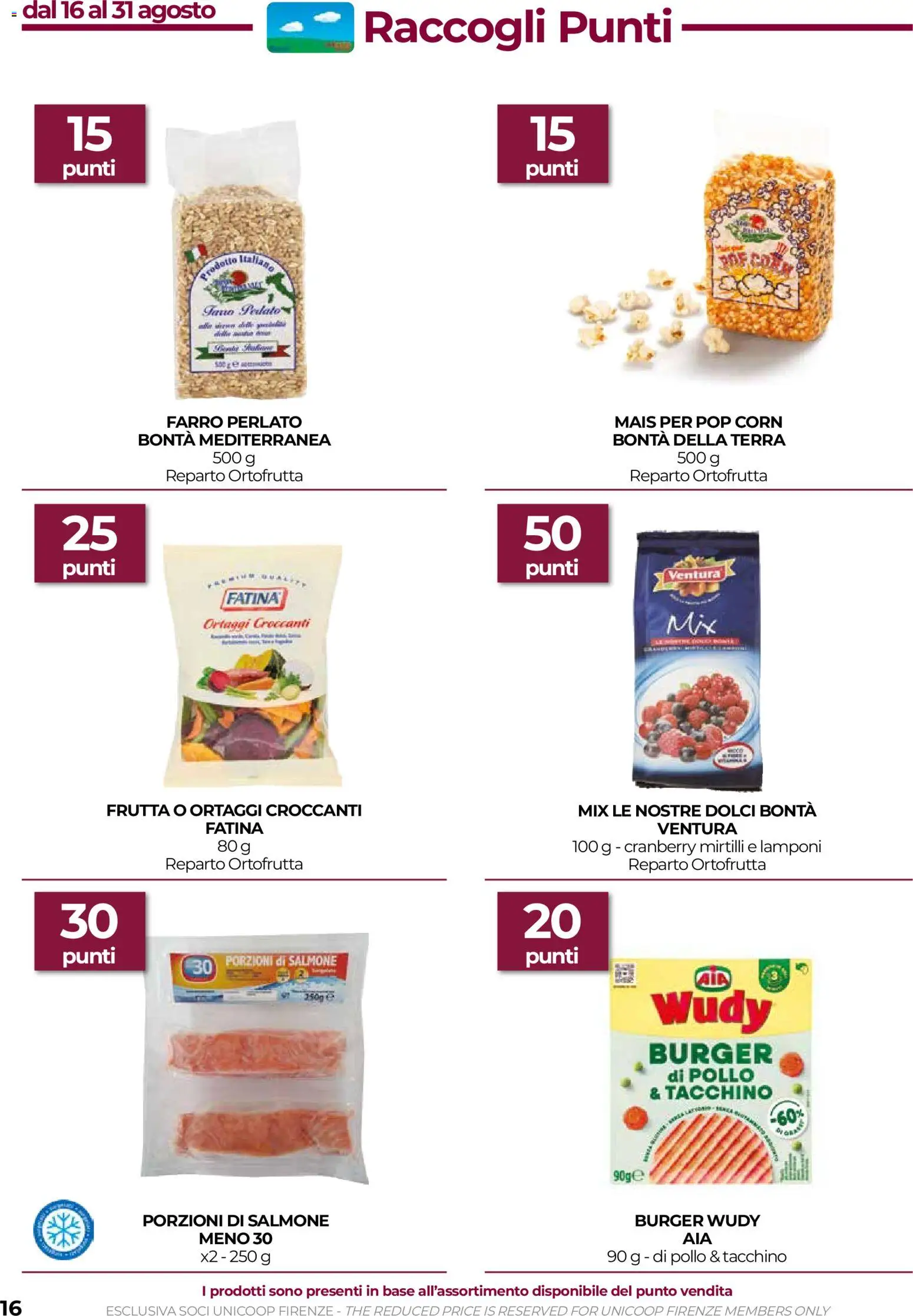 Volantino COOP del 20/08/2026 | Pagina: 16 | Prodotti: Salmone, Frutta, Mirtilli, Terra