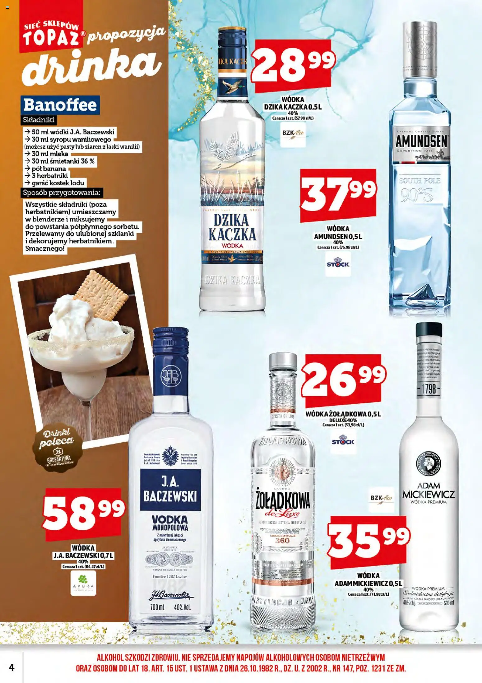 Topaz gazetka alkoholowa od 16.09.2026 | Strona: 6 | Produkty: Mleka, Kaczka, Alkohol, Wódka