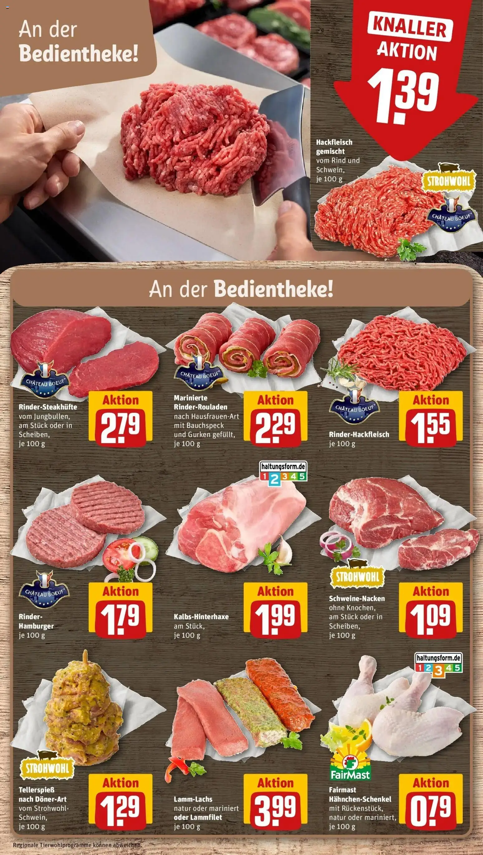 REWE Prospekt ab 28.09.2026 zum Blättern » Angebote | Seite: 14 | Produkte: Rinderrouladen, Hahnchenschenkel, Schweinenacken, Gurken