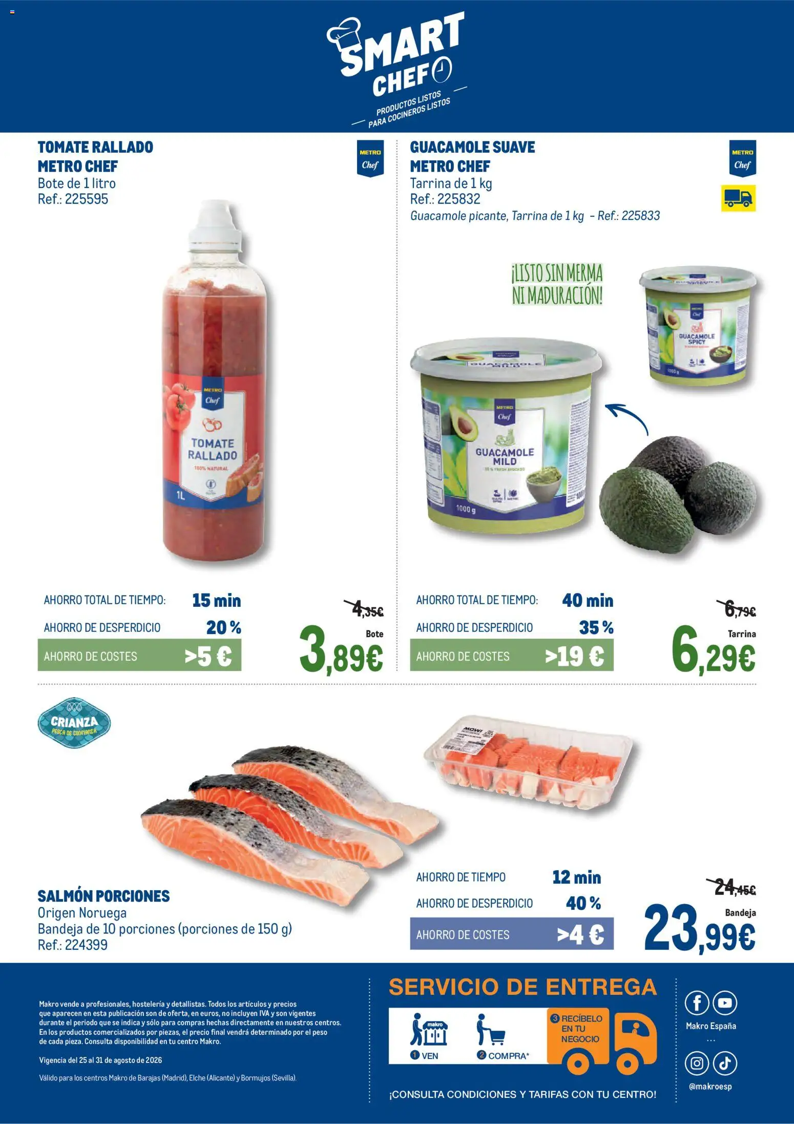 Makro Frescos Barajas - Elche - Bornujos │ válido desde el 25/08/2026 | Página: 6 | Productos: Tomate, Guacamole, Salmón, Bandeja