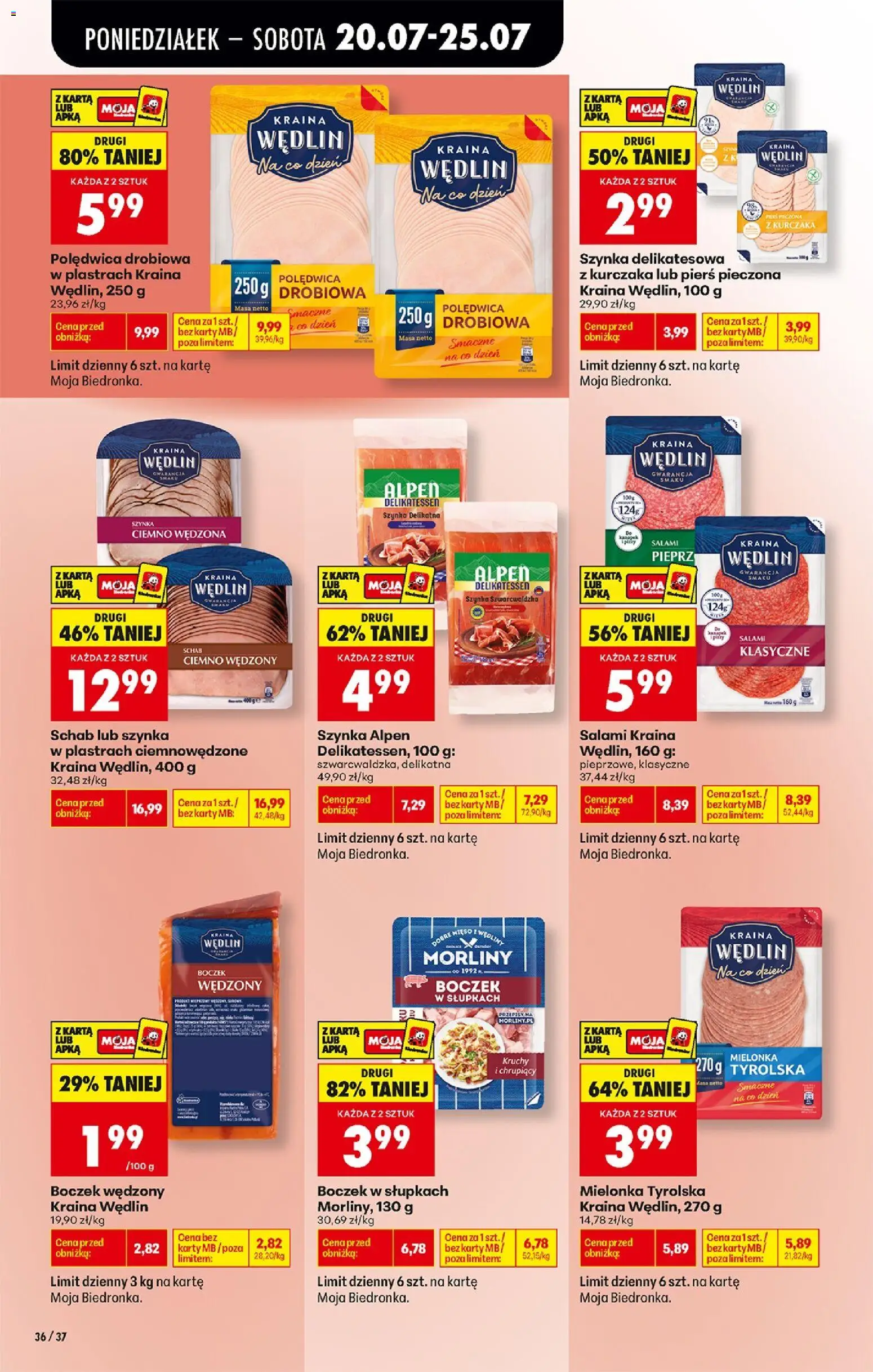 Biedronka gazetka od poniedziałku od 20.07.2026 | Strona: 46 | Produkty: Karta, Mięso, Salami, Wędliny