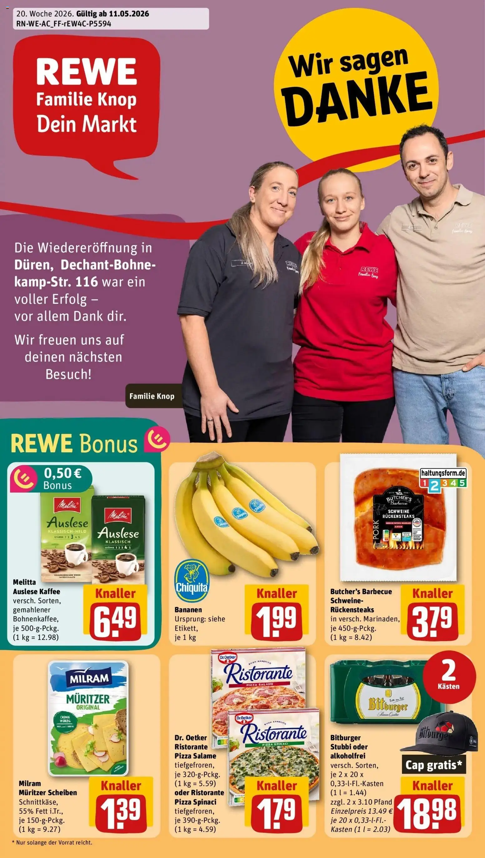 Rewe Prospekt Düren	 – gültig ab 10.05.2026 | Seite: 1 | Produkte: Melitta, Kaffee, Milram, Pizza