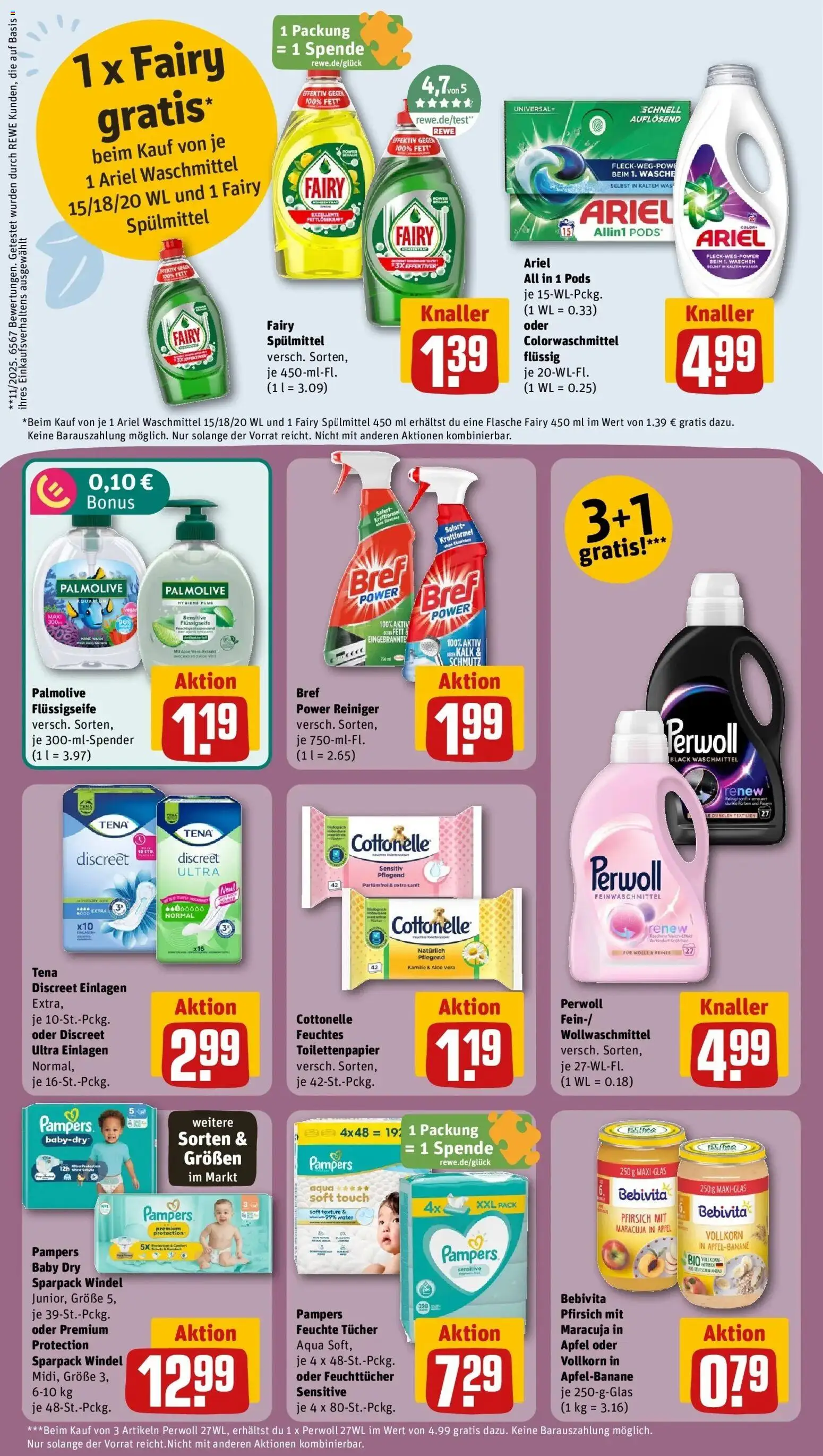 REWE Prospekt ab 21.09.2026 zum Blättern » Angebote | Seite: 25 | Produkte: Ariel, Pampers, Kalk, Pfirsich