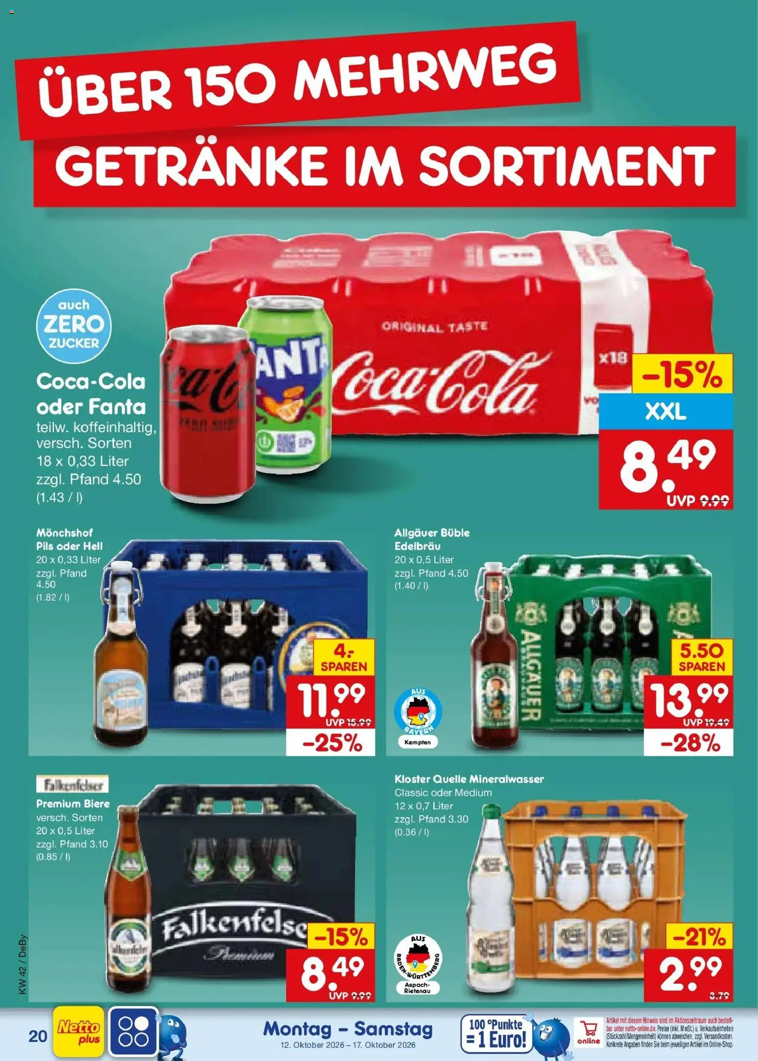 Netto Marken-Discount Prospekt Stuttgart (ab 12.10.2026) » Angebote | Seite: 24 | Produkte: Monchshof, Fanta, Pils, Mineralwasser
