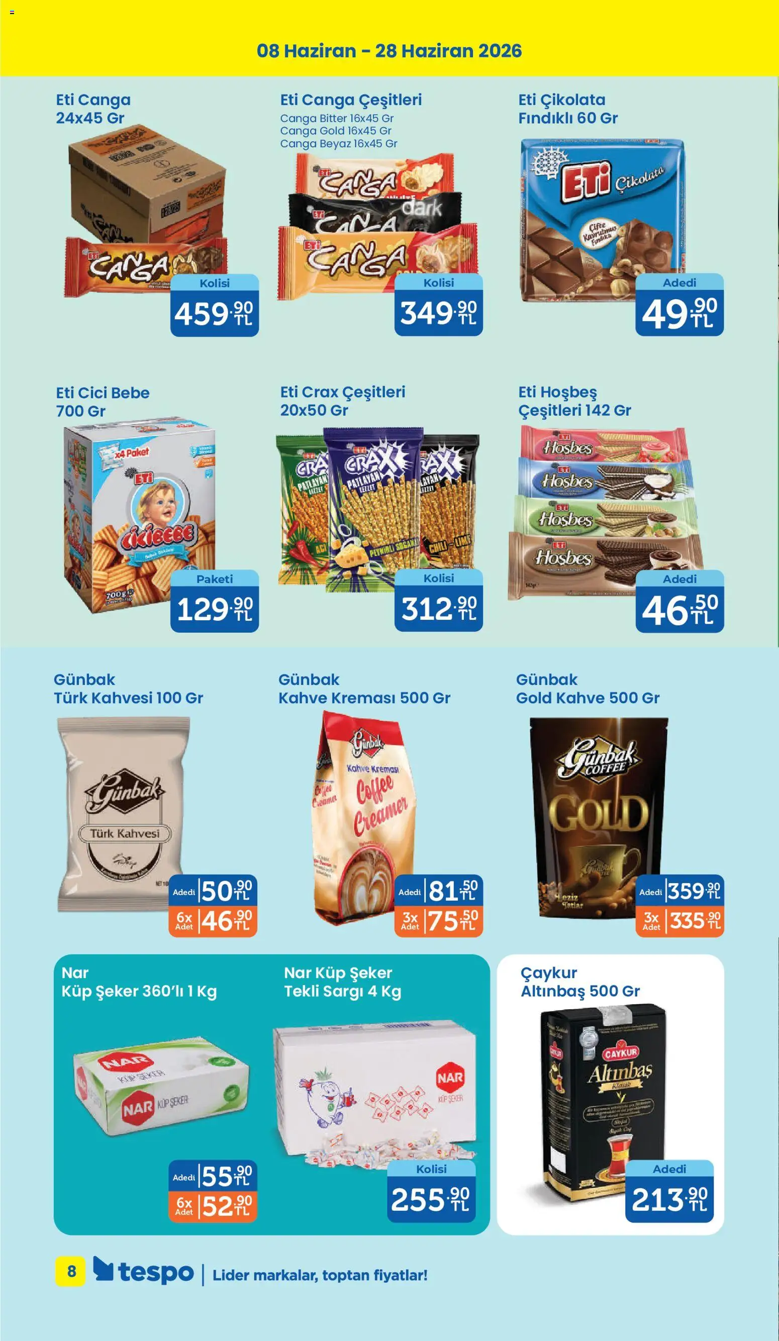 Tespo Katalog - 08.06.2026 tarihinden itibaren geçerlidir | Sayfa: 8 | Ürünler: Kahve, Çikolata, Küp şeker, Nar
