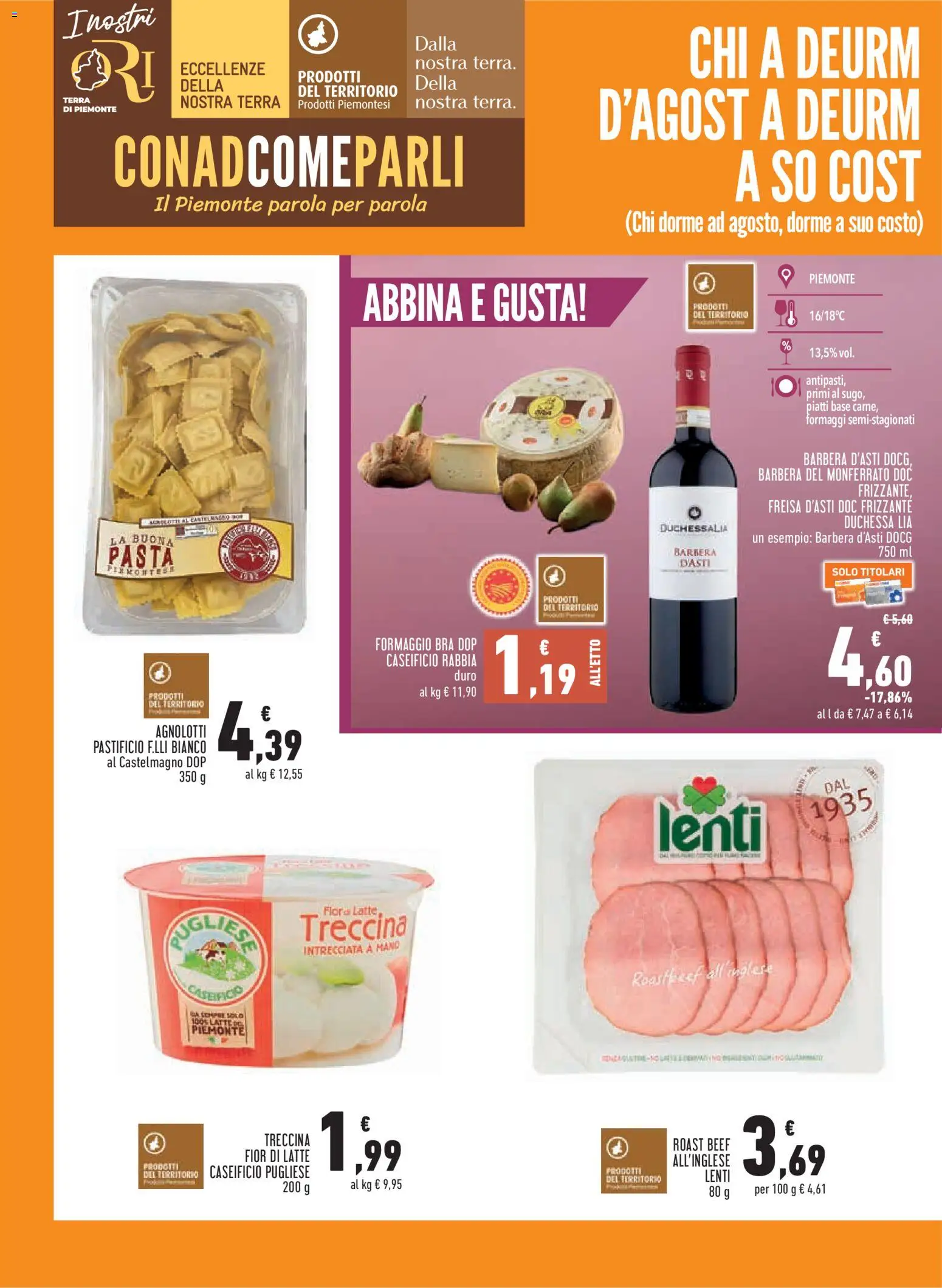 Volantino Conad del 27/08/2026 | Pagina: 6 | Prodotti: Piatti, Latte, Formaggio, Pasta