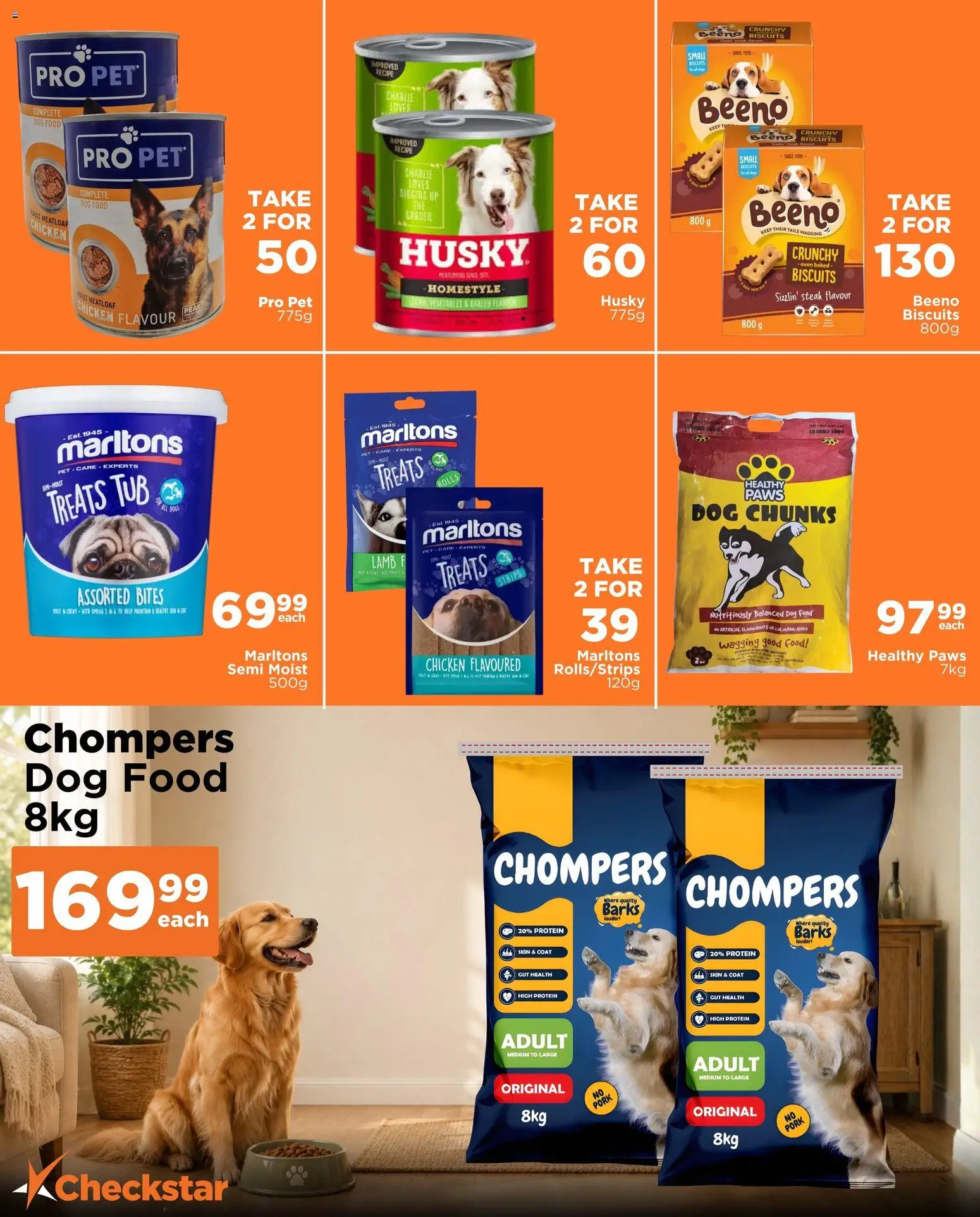 New Check Star catalogue – valid from 14/08/2026 | Page: 8 | Products: Steak, Biscuits, Chicken, Dog food