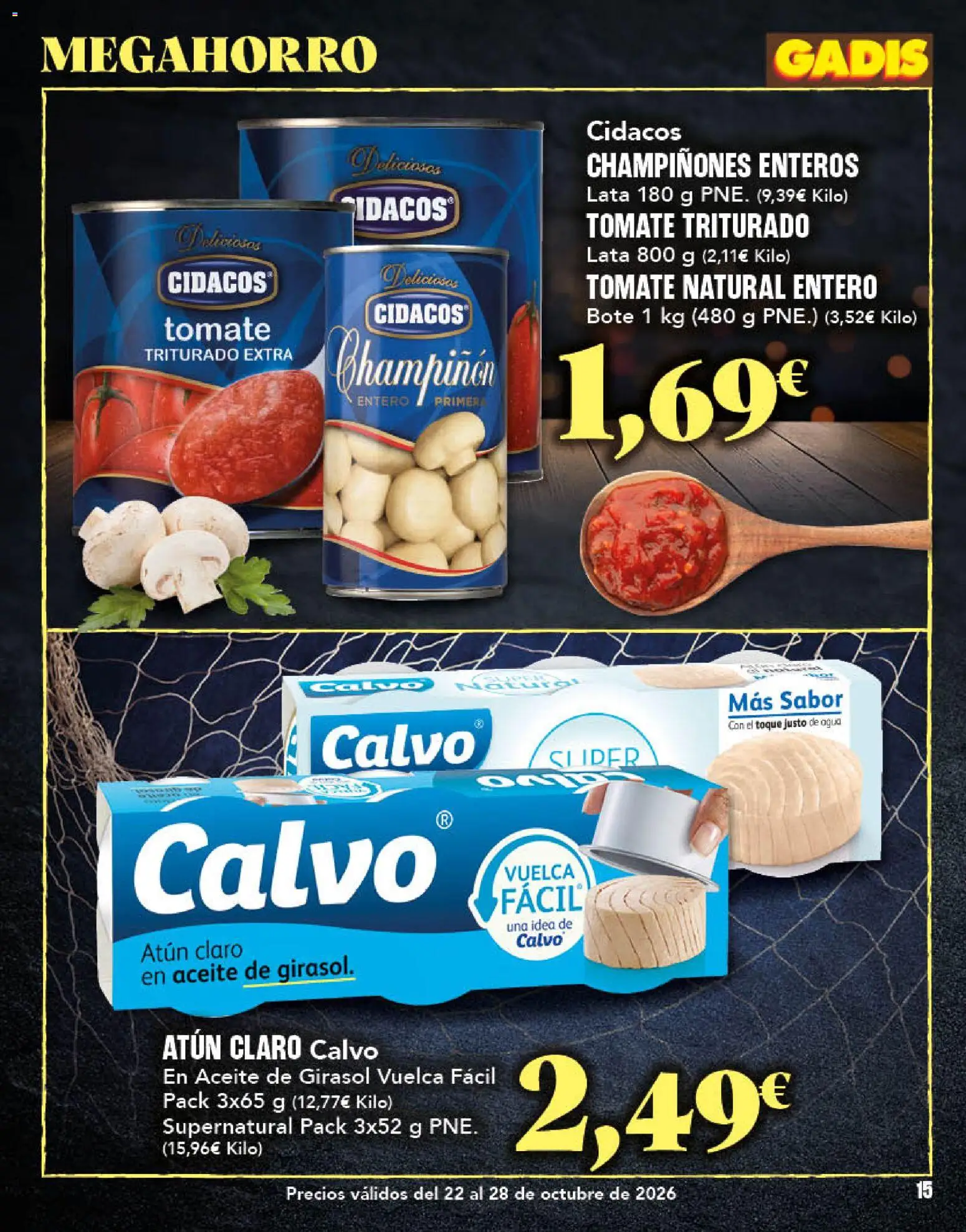 Gadis - folleto │ válido desde el 22/10/2026 | Página: 15 | Productos: Atún, Tomate, Agua, Tomate triturado