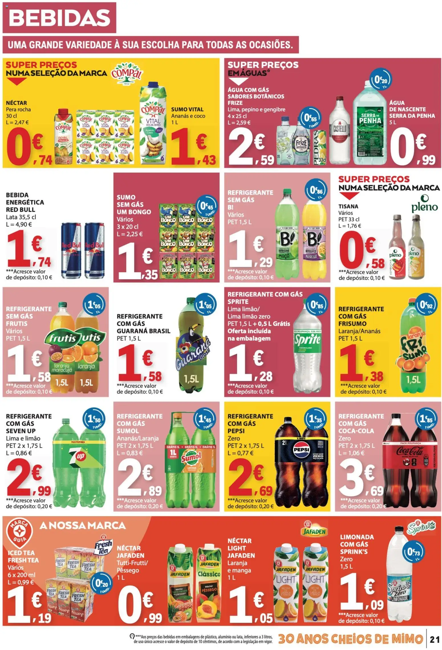 E.Leclerc folheto │ válido de 16/07/2026 | Página: 21 | Produtos: Agua, Refrigerante, Maça, Açúcar