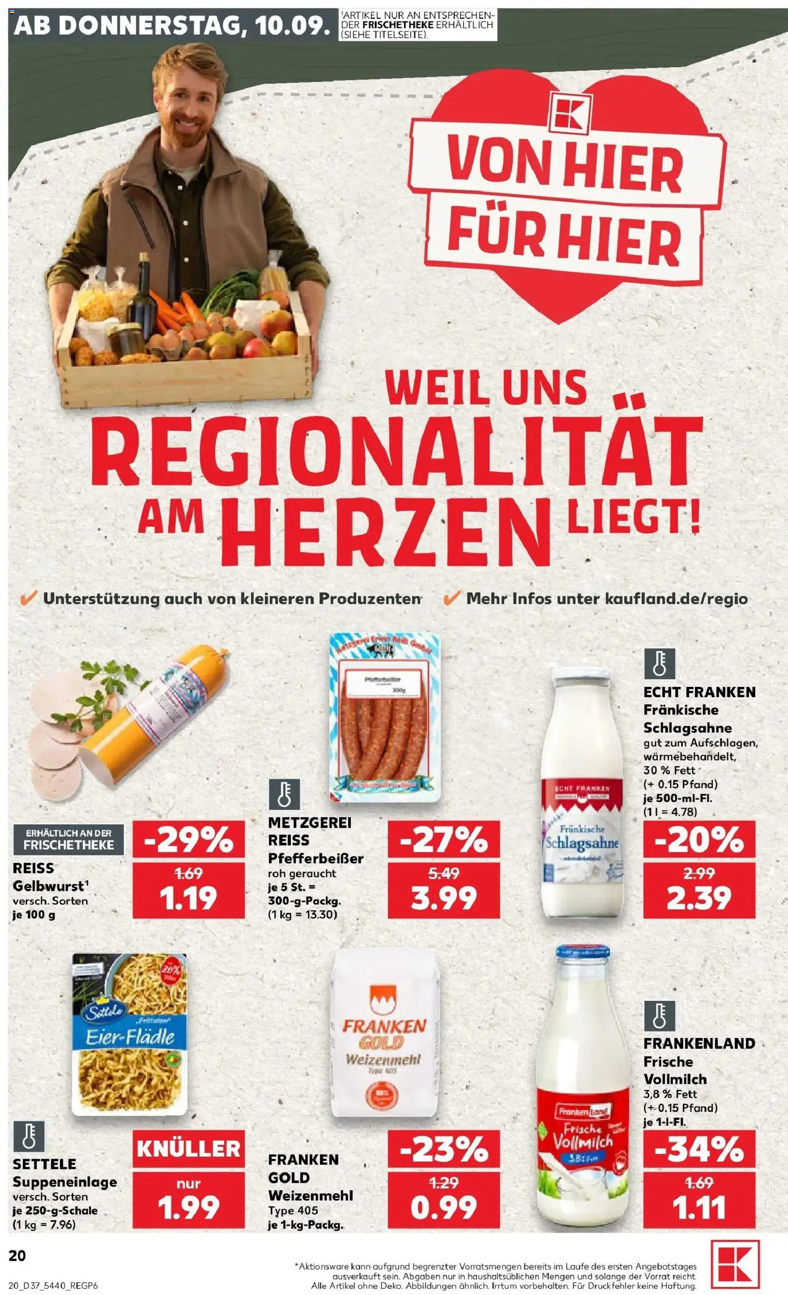 Prospekt Kaufland ab 10.09.2026 » Angebote Online zum Blättern | Seite: 20 | Produkte: Schlagsahne, Weizenmehl