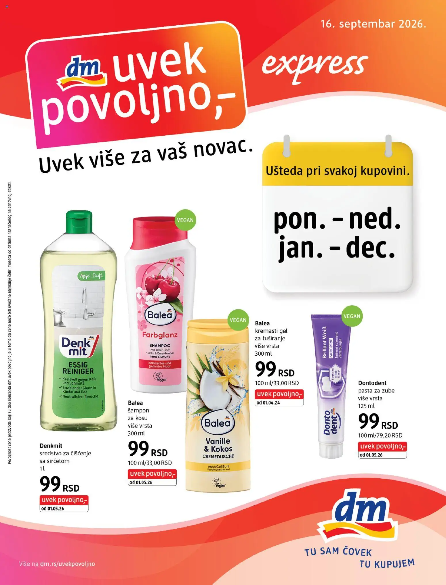 DM Drogerie katalog - važi od 16.05.2026 | Strana: 1 | Proizvode: Kokos, Šampon, Sredstvo za čišćenje, Gel za tuširanje