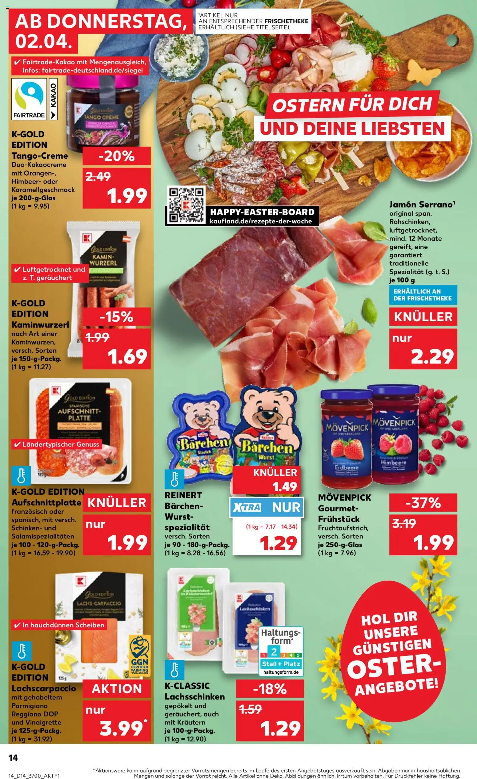 Kaufland Prospekt Rostock	 – gültig ab 02.04.2026 | Seite: 14 | Produkte: Kamin, Creme, Lachs, Himbeere