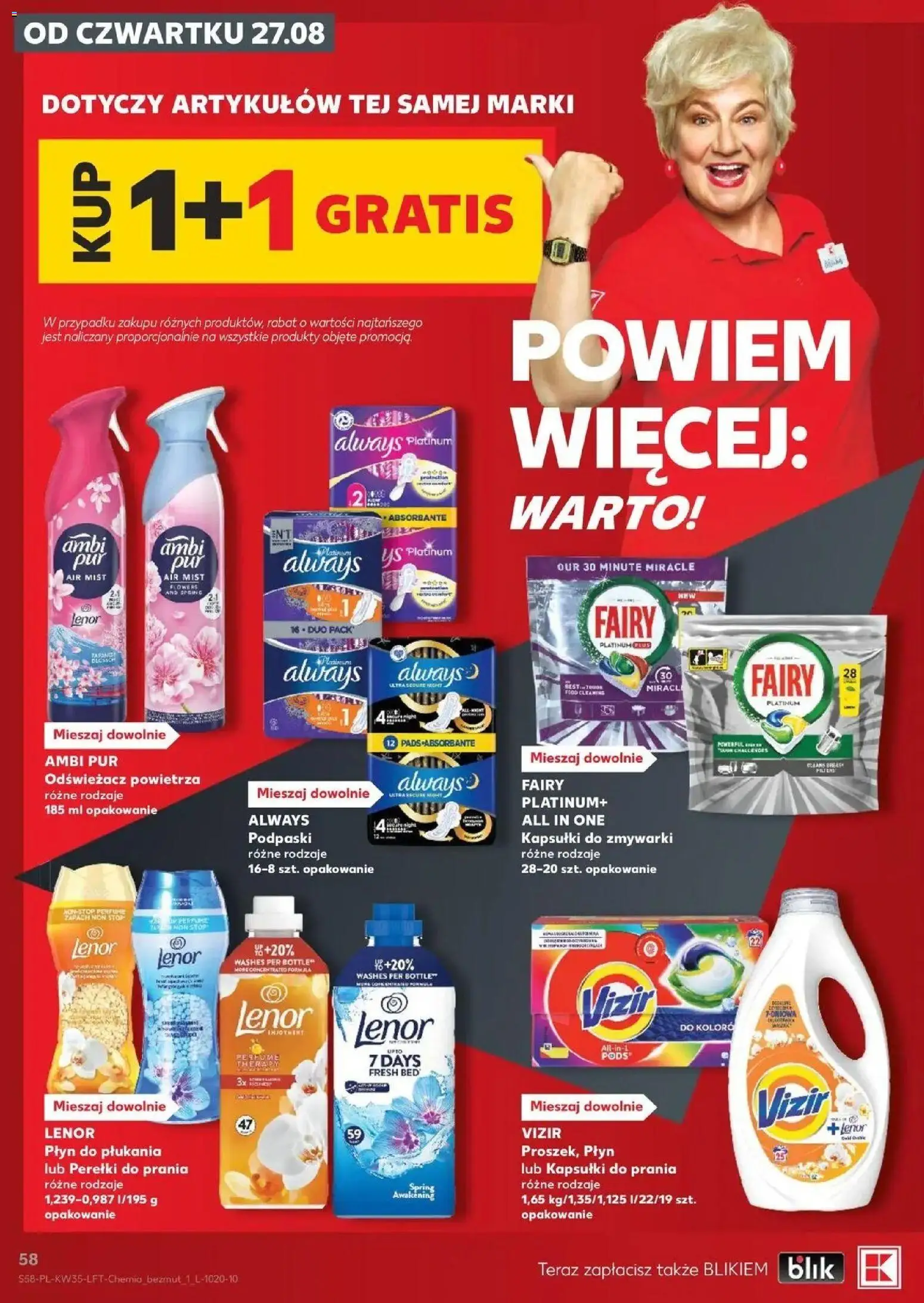 Kaufland gazetka od 27.08.2026 - od jutra PDF | Strona: 58 | Produkty: Odświeżacz, Zapach, Fairy, Lenor płyn do płukania