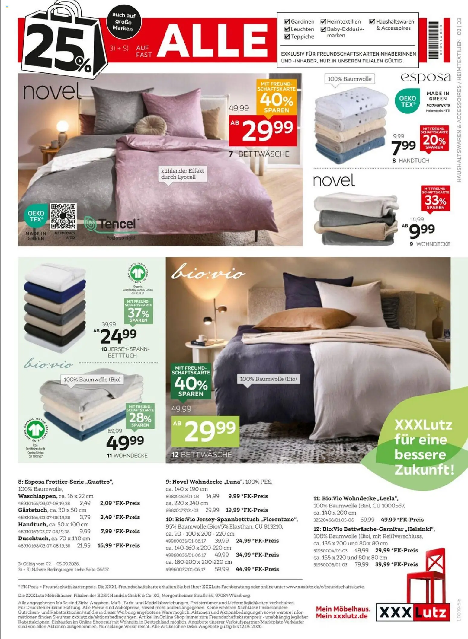 XXXLutz Personalrabatt für alle – gültig ab 02.09.2026 | Seite: 3 | Produkte: Bettwäsche