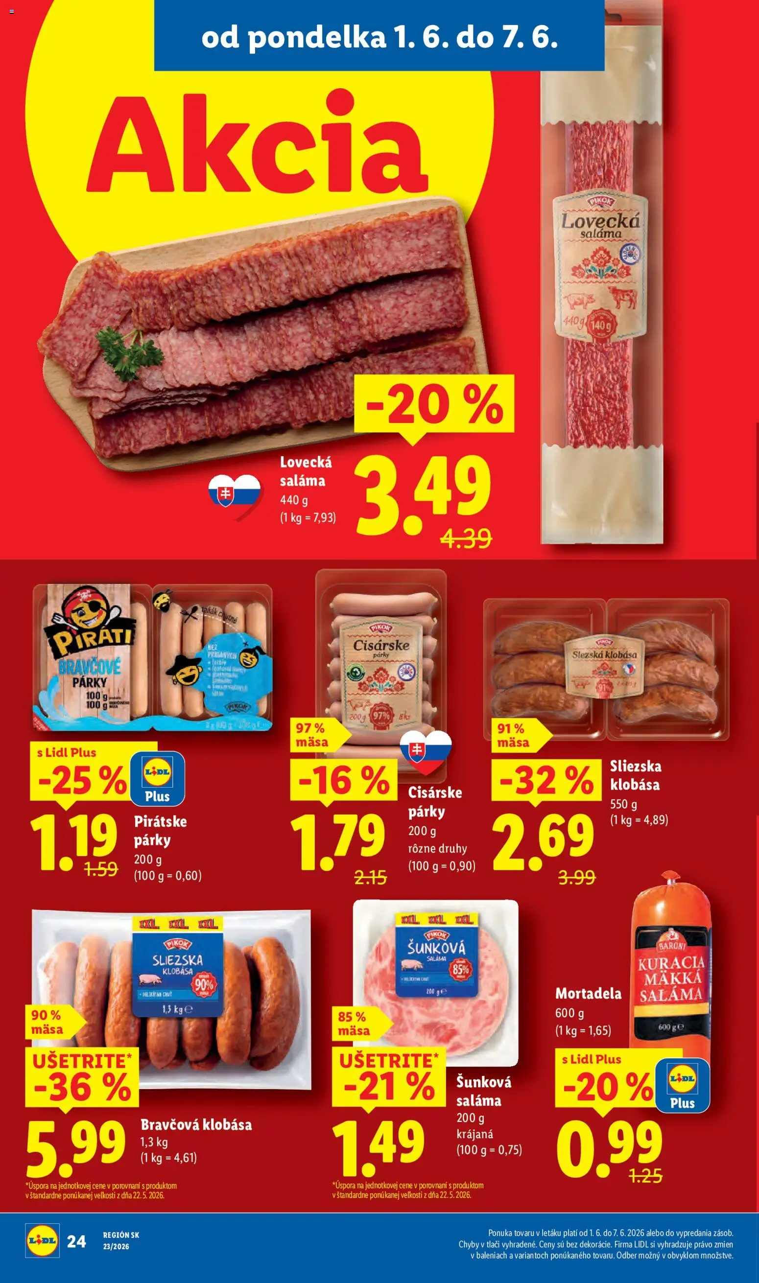 Nové Lidl akcie – leták je platný od 01.06.2026 | Strana: 36 | Produkty: Saláma, Klobása, Párky