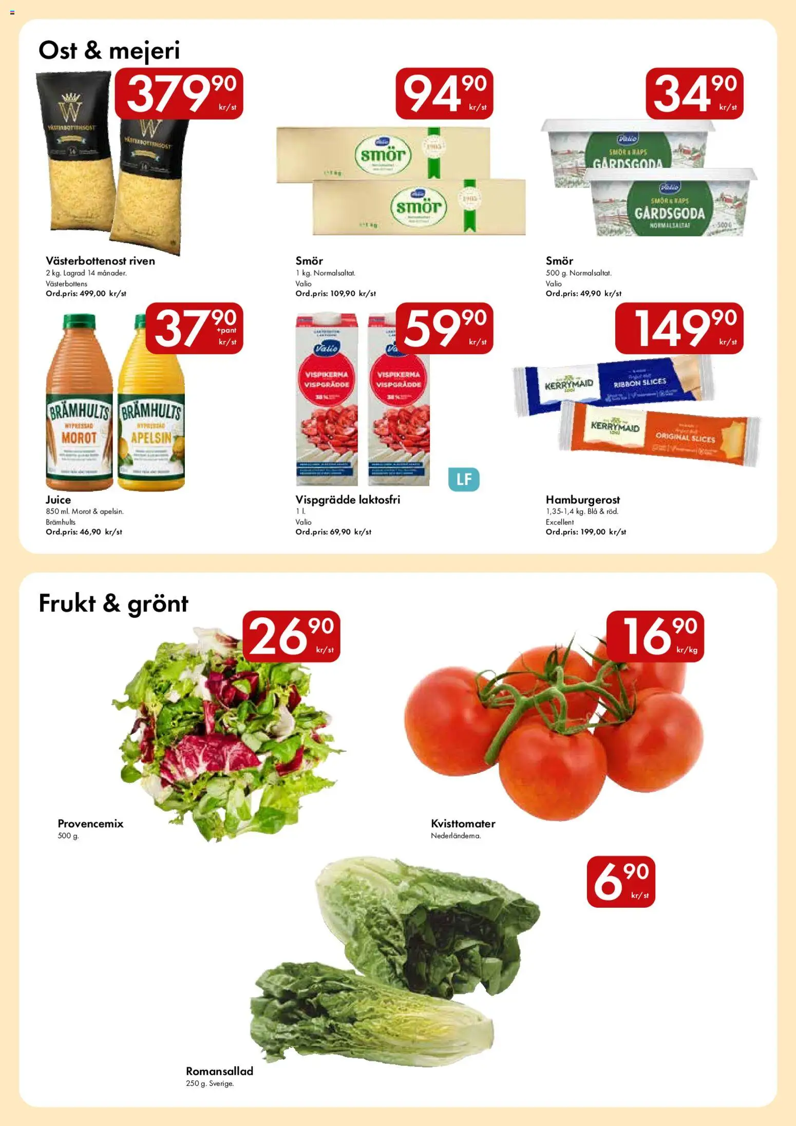 Snabbgross reklamblad aktuell från 24/08/2026 | Sida: 6 | Produkter: Smör, Romansallad, Morot, Vispgrädde