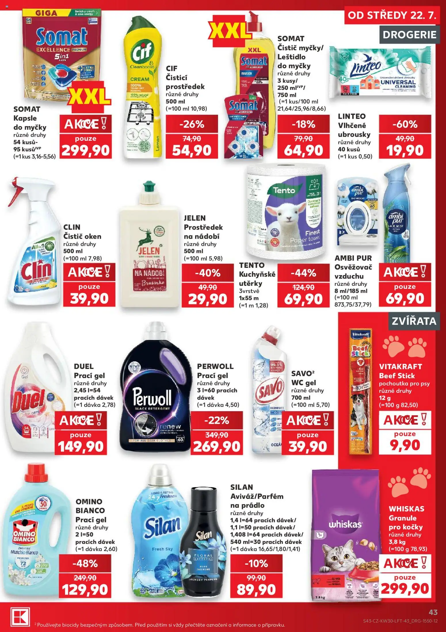 Kaufland leták od 22.07.2026 | Strana: 43 | Produkty: Whiskas, Kapsle, Savo, Pochoutka pro psy