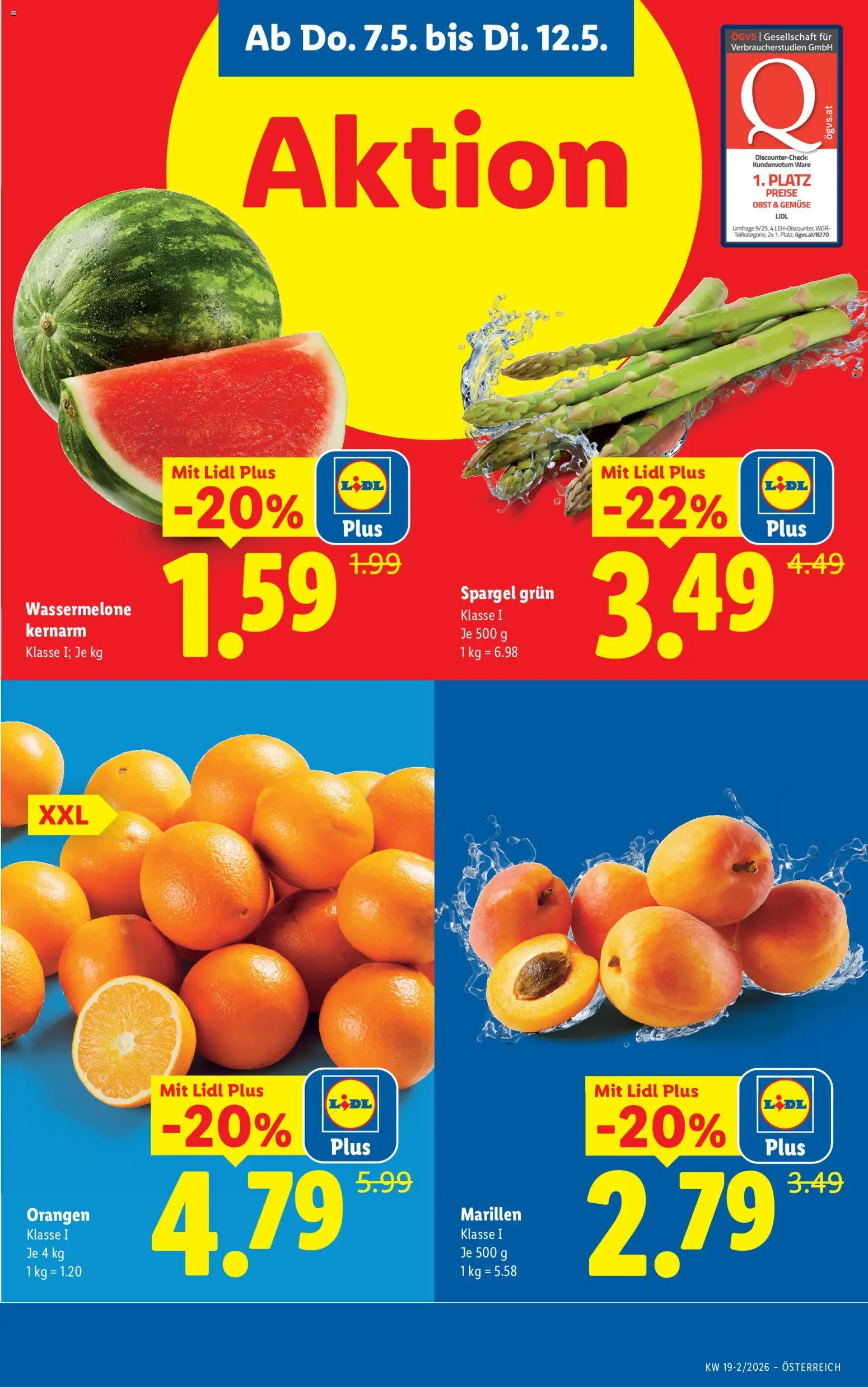 Lidl Flugblatt - Oberpullendorf, Güssing, Oberwart gültig ab 07.05.2026 | Seite: 5 | Produkte: Gemüse, Obst, Wassermelone, Orangen