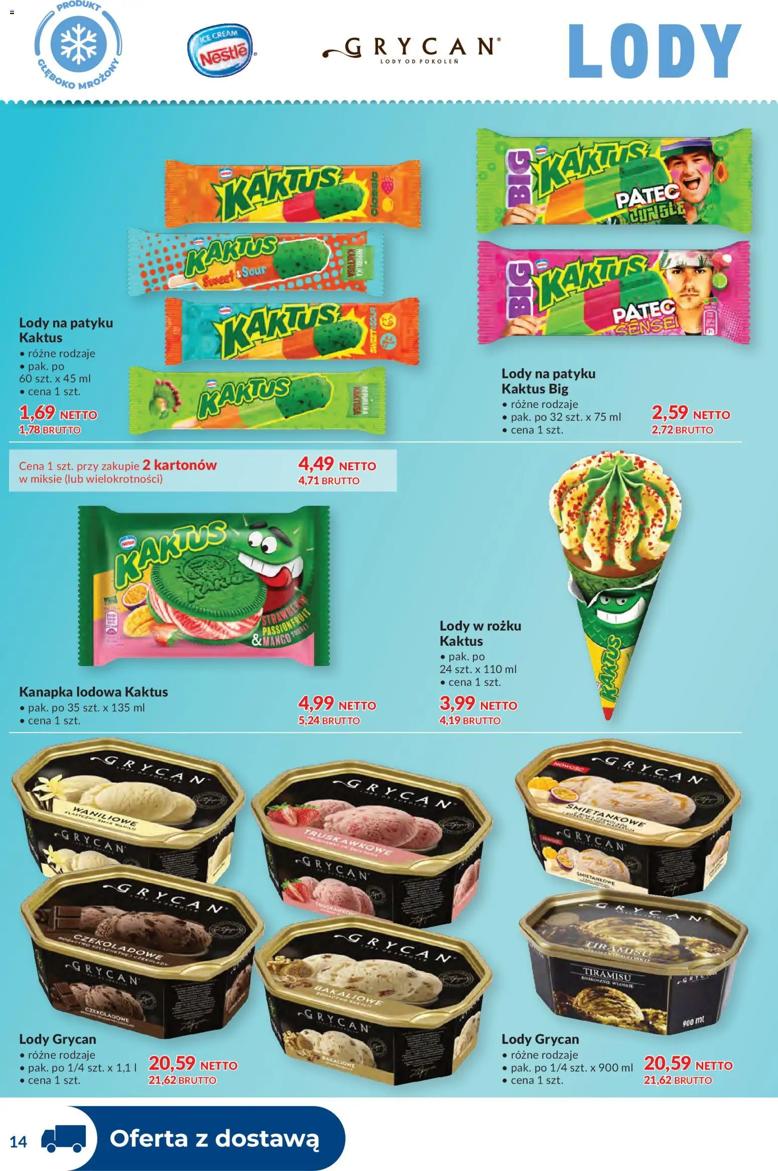 Makro gazetka - Dystrybucja do sklepów od 01.09.2026 | Strona: 14 | Produkty: Grycan lody, Grycan, Lody na patyku, Sorbet