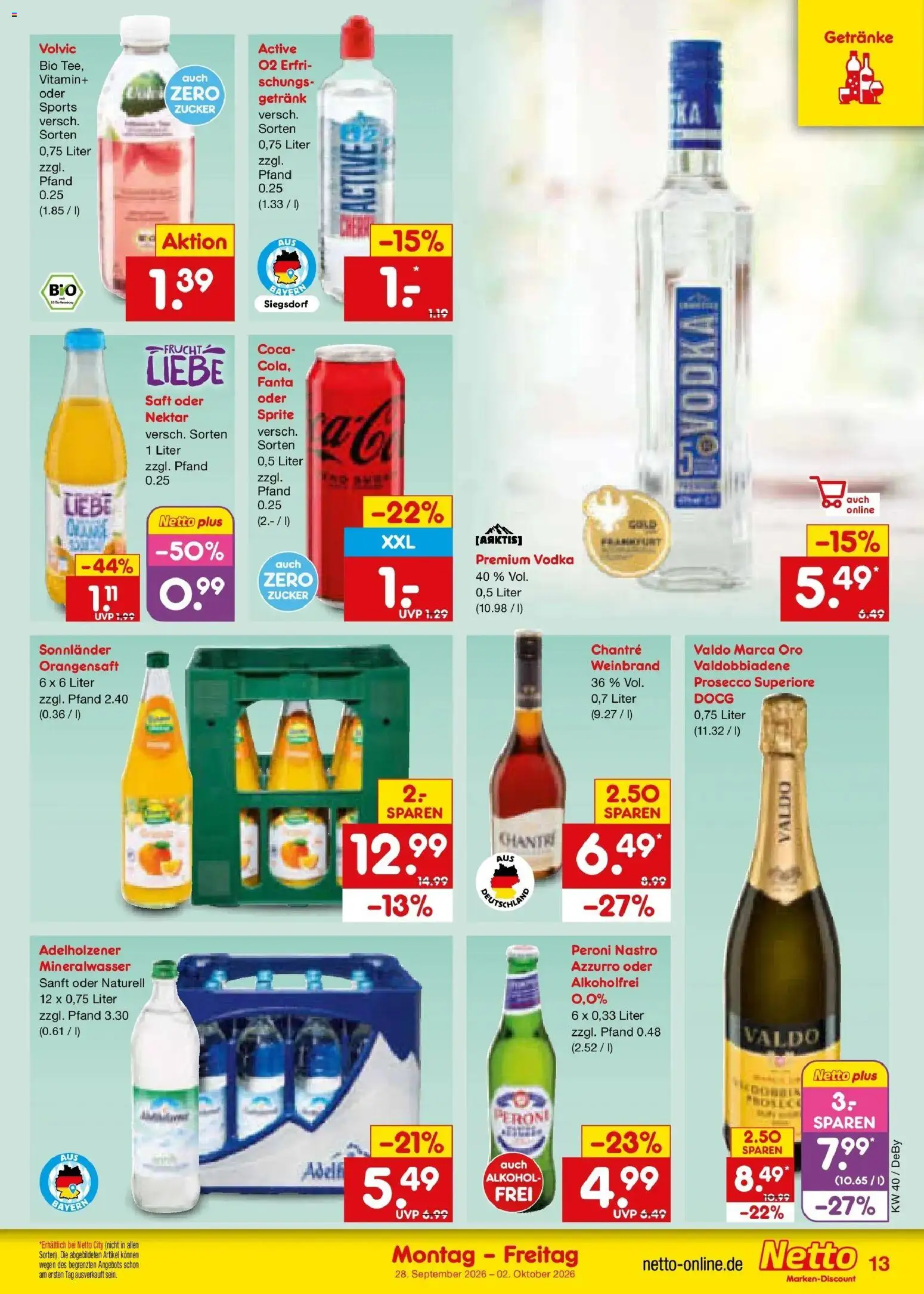 Netto Marken-Discount Prospekt Buttenwiesen – gültig ab 28.09.2026 | Seite: 19 | Produkte: Fanta, Orangensaft, Mineralwasser, Zucker