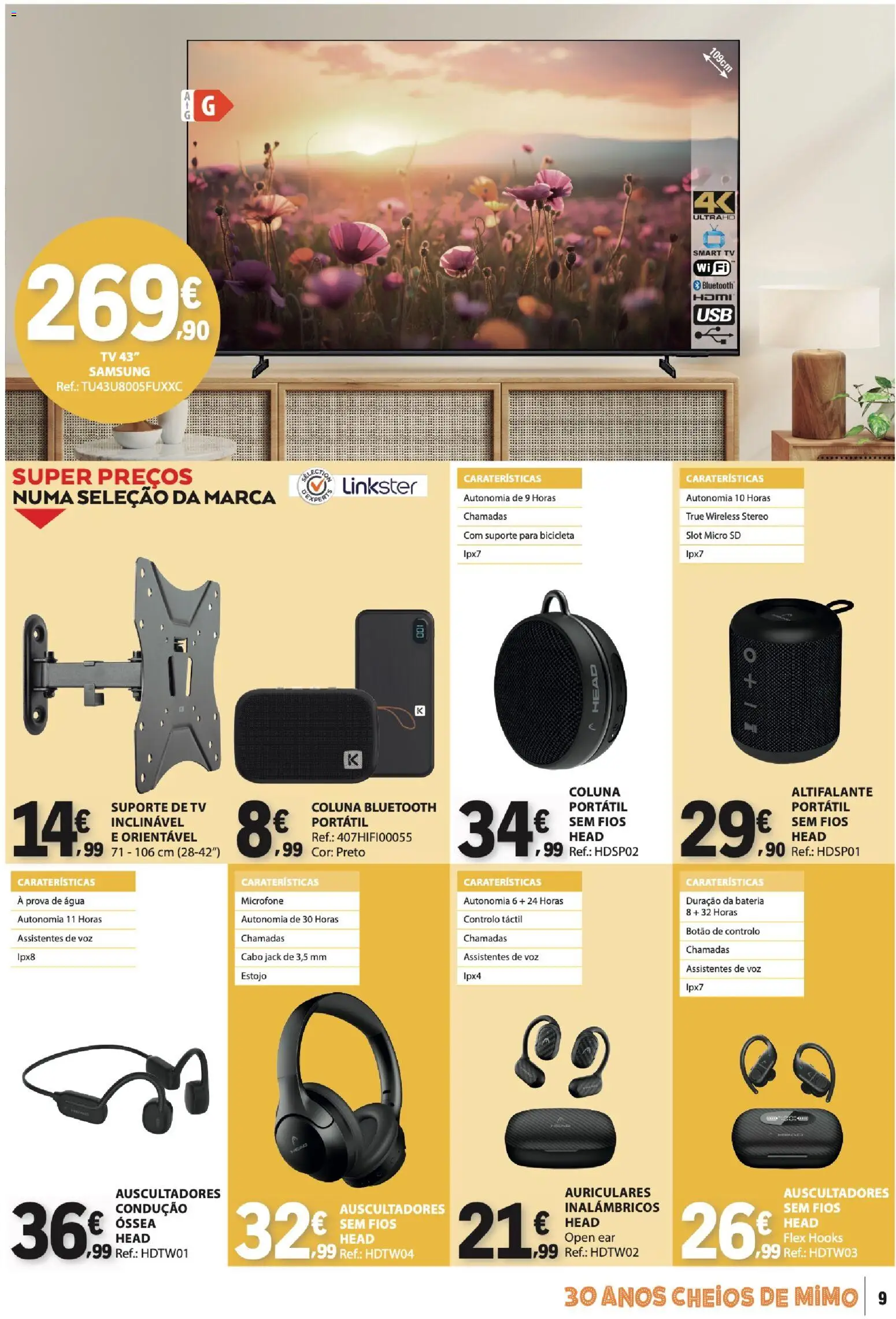 E.Leclerc - Folheto Não Alimentar │ válido de 27/08/2026 | Página: 9 | Produtos: Cabo, Altifalante, Bicicleta, Coluna Bluetooth