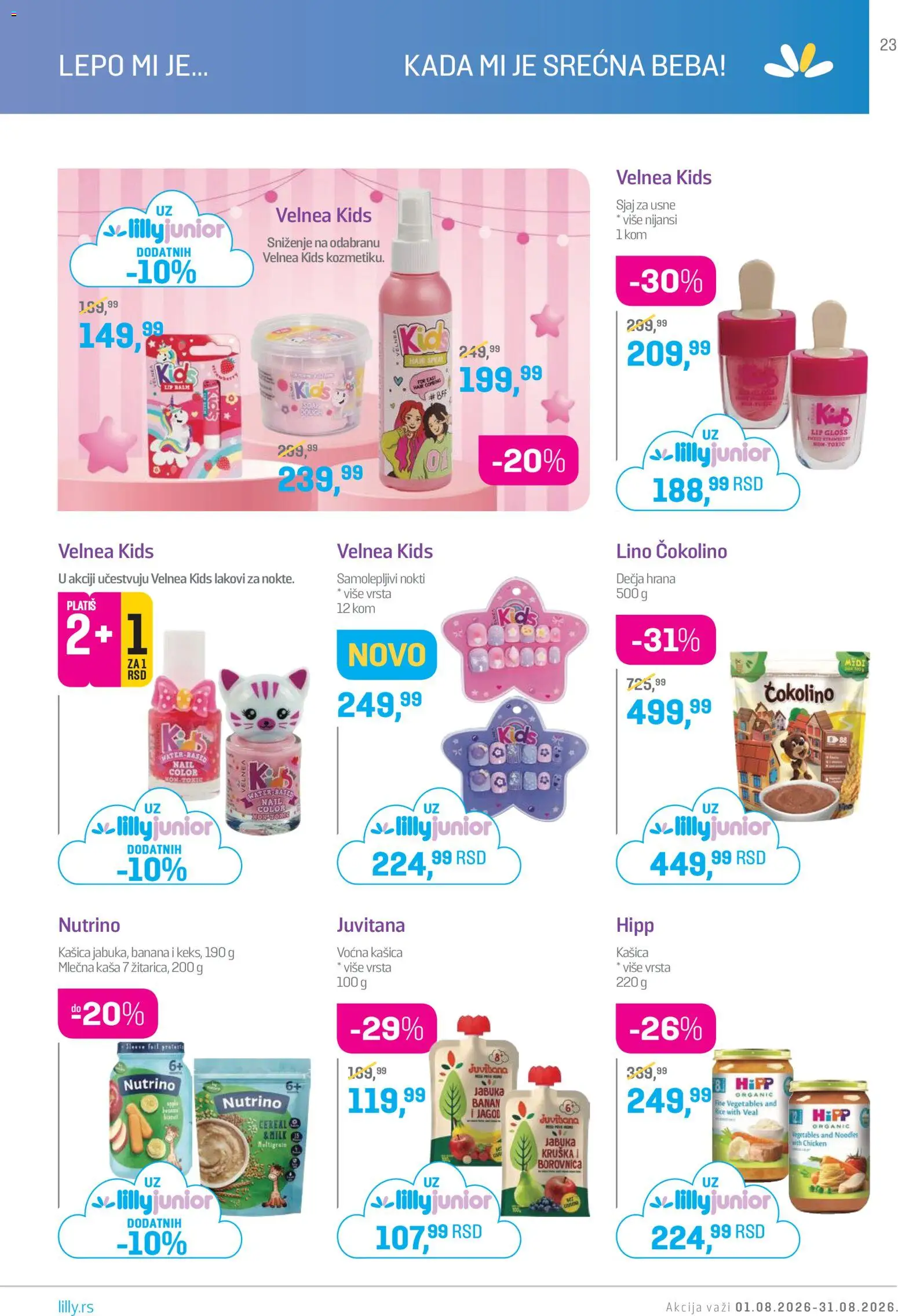 Lilly drogerie katalog - važi od 01.08.2026 | Strana: 23 | Proizvode: Banana, Kaša, Borovnica, Sjaj za usne