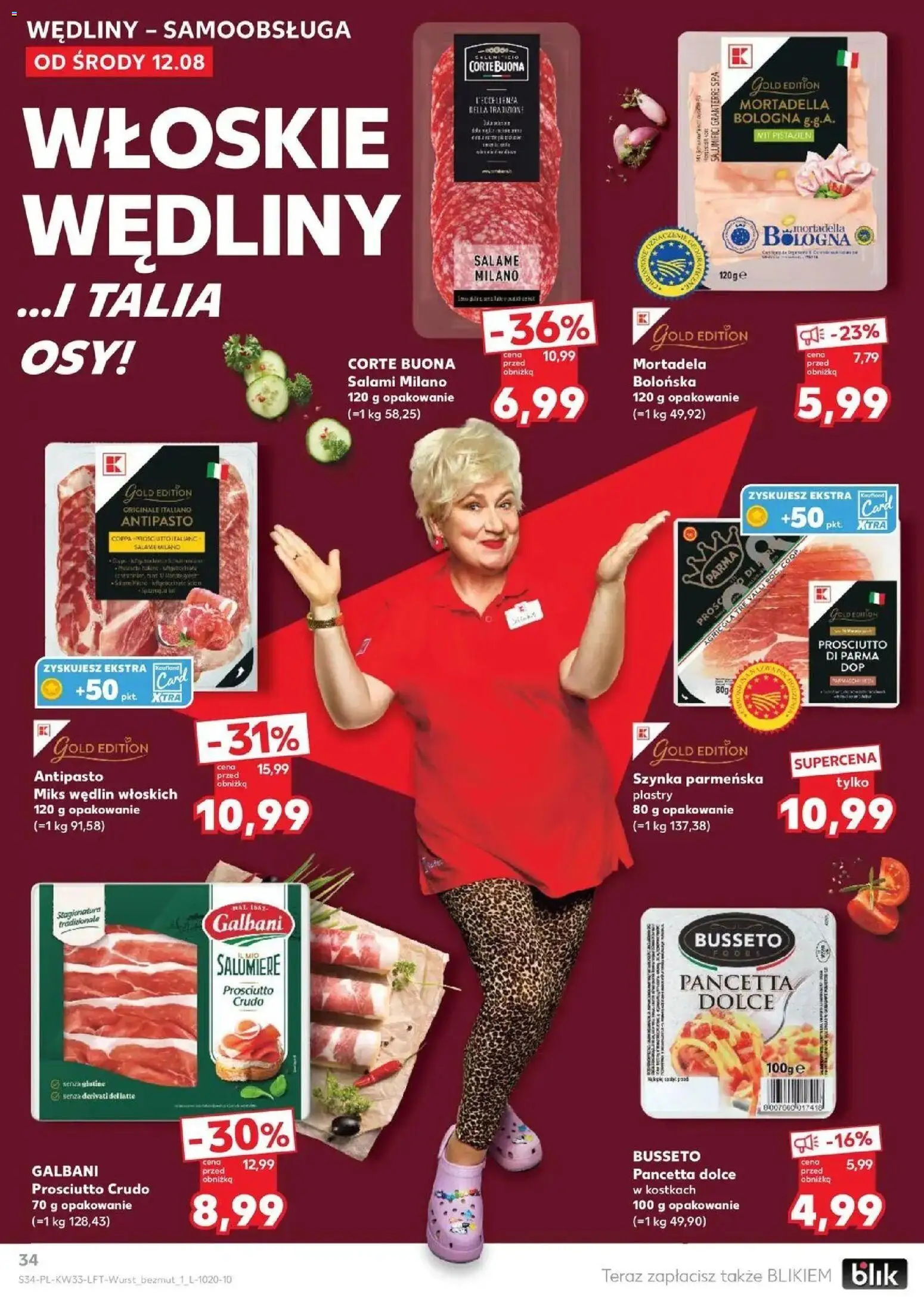 Kaufland - Kaufland Gazetka Tygodnia ważne do 19.08 od 12.08.2026 - od jutra PDF | Strona: 34 | Produkty: Prosciutto crudo, Pancetta, Szynka, Salami