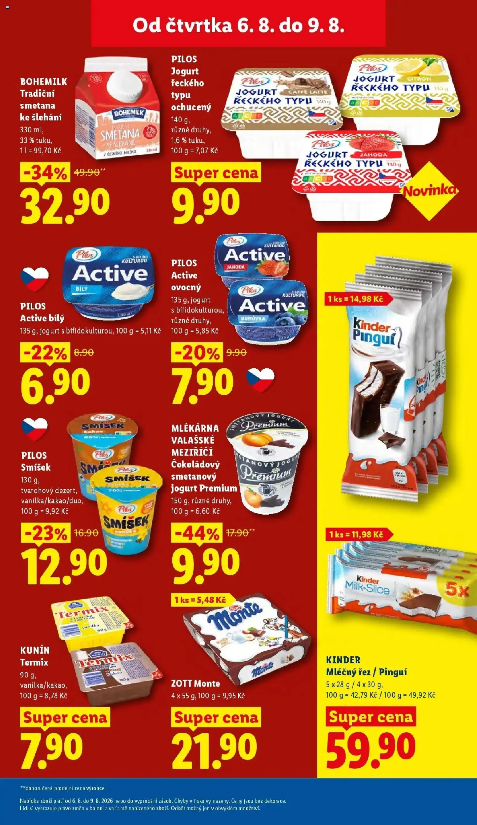 Lidl aktuální leták od 06.08.2026 | Strana: 21 | Produkty: Kinder mléčný řez, Smetanový jogurt, Kinder Pinguí, Kinder