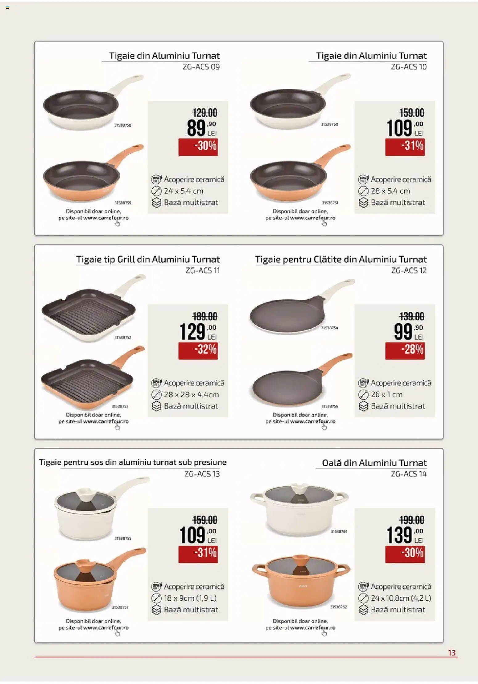 Noul catalog Carrefour – valabil de la 09.09.2026 | Pagină: 13 | Produse: Tigaie, Grill, Oală, Clătite
